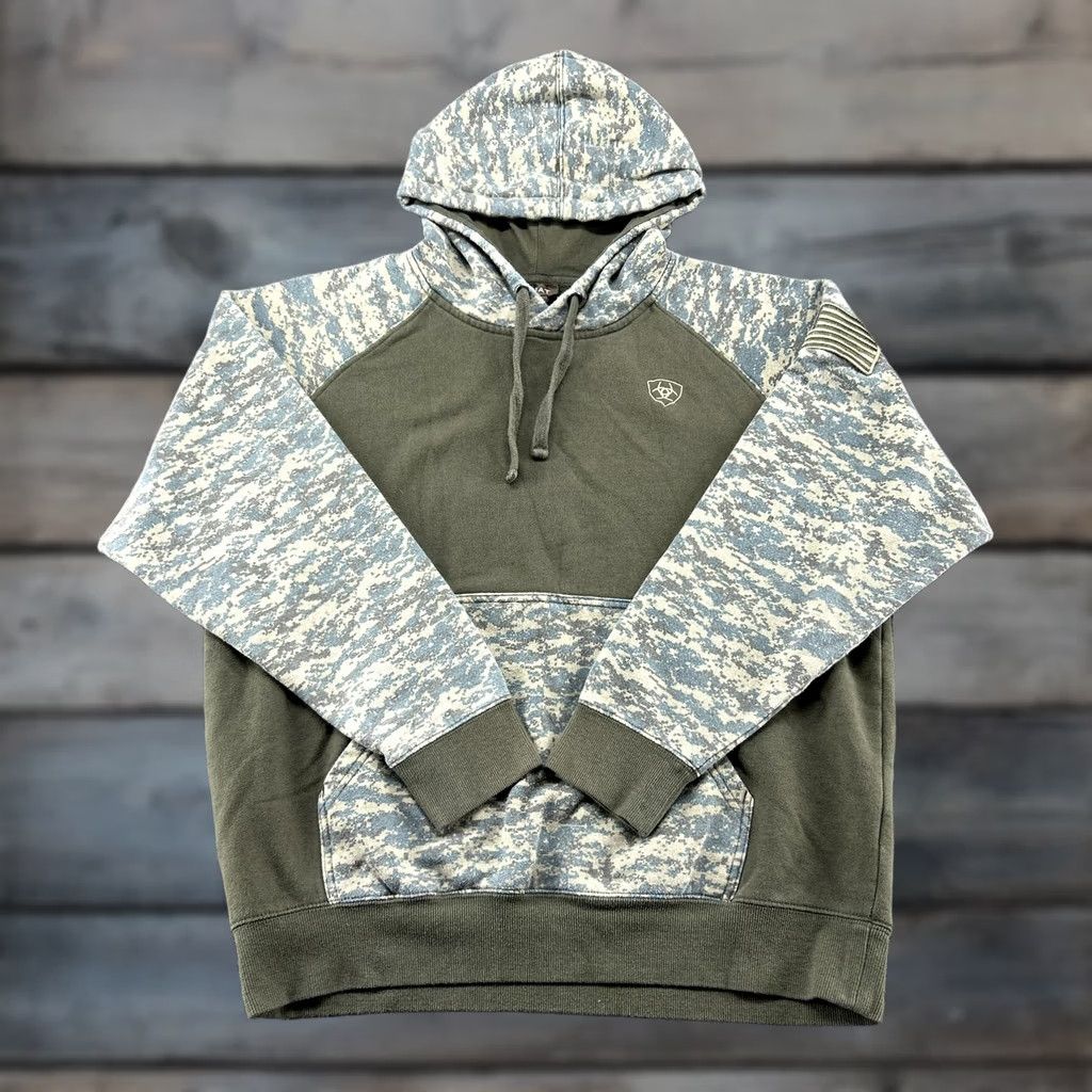 Ariat Ariat Hoodie Mens M Green Digital Camo Pullover Cotton Drawstring Workwear Size US M / EU 48-50 / 2 - 1 Thumbnail