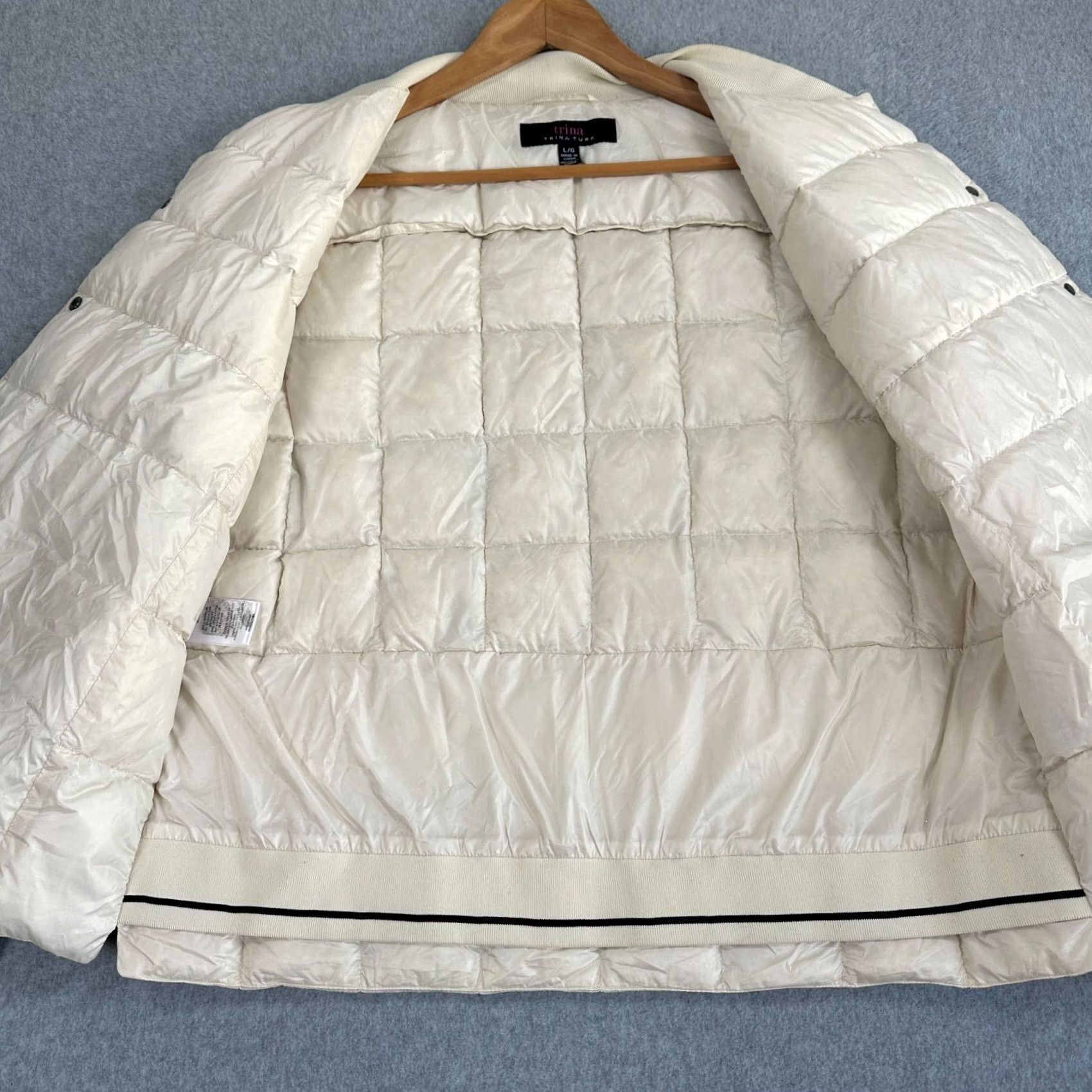 Trina Turk Trina Turk Puffer Jacket Beige Women's L Down Long Sleeve Pockets Size L / US 10 / IT 46 - 3 Thumbnail