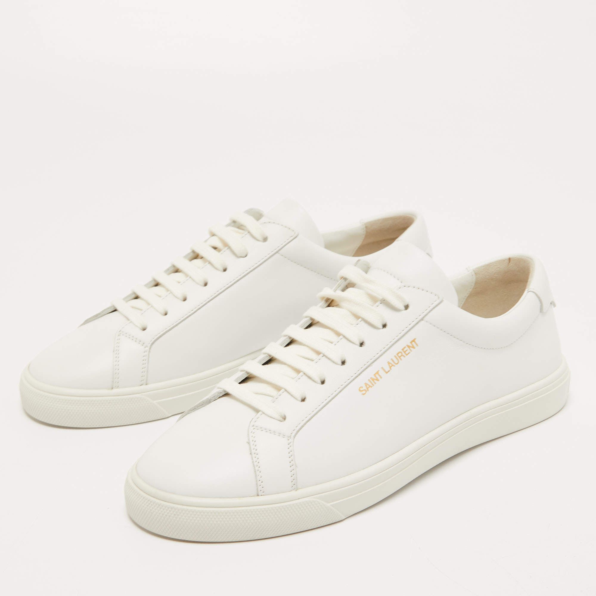 Saint Laurent Paris o1bcso1str1224 Classic Andy White Leather Sneaker in White Size US 12 / EU 45 - 6 Thumbnail