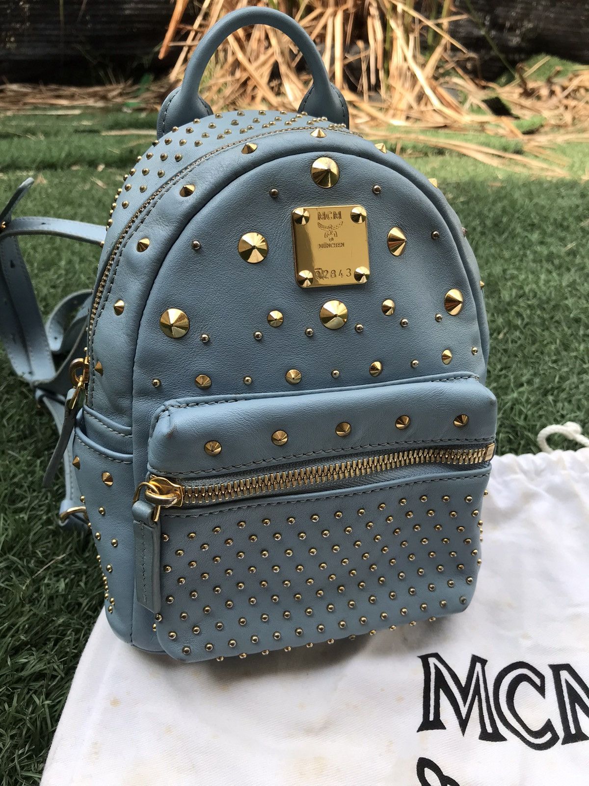 MCM MCM Bag Leather Mini Studded Backpack | Grailed