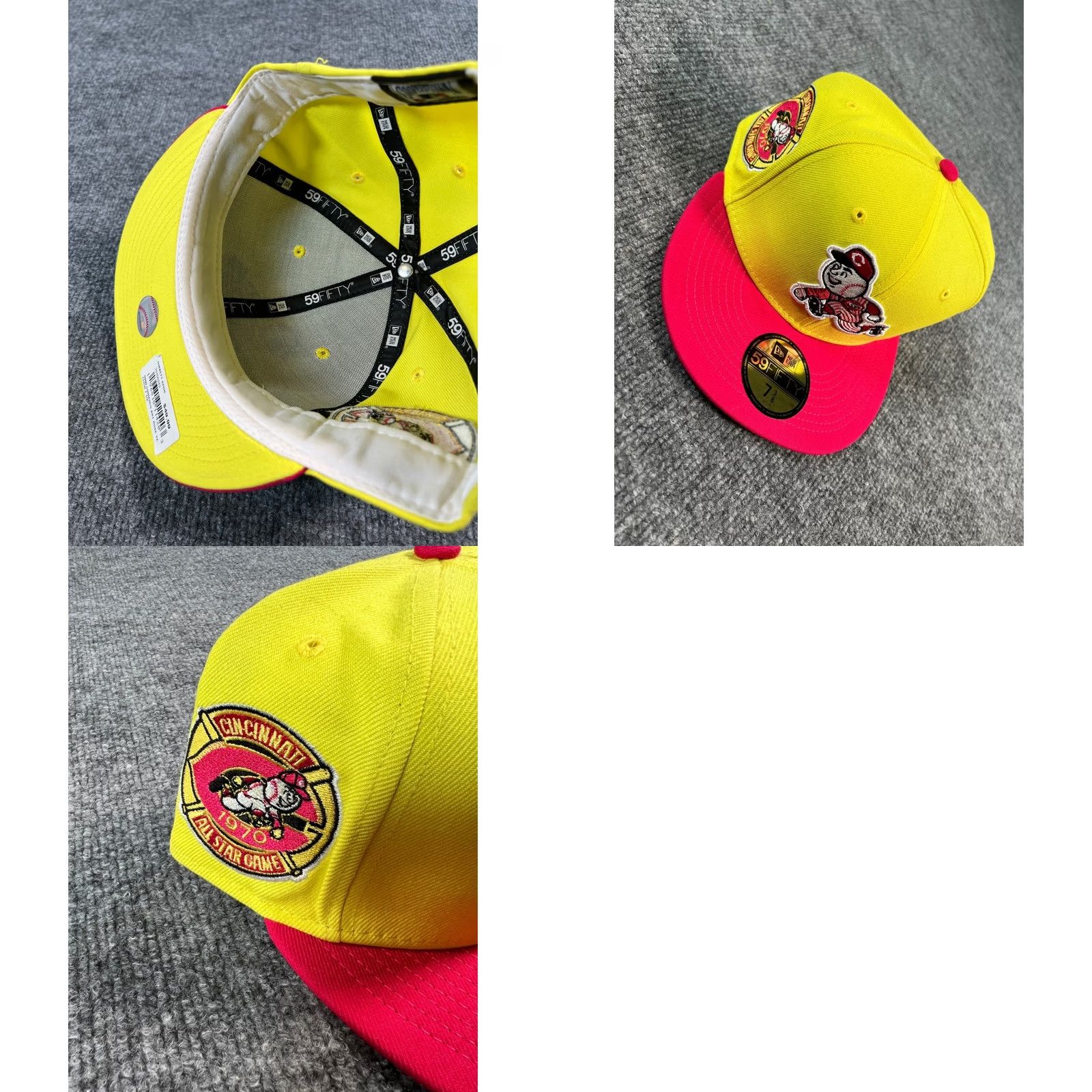 New Era New Era Cincinnati Reds Hat Men 7 1/2 Yellow Pink 1970 All Star Game Fitted Cap Size ONE SIZE - 8 Thumbnail