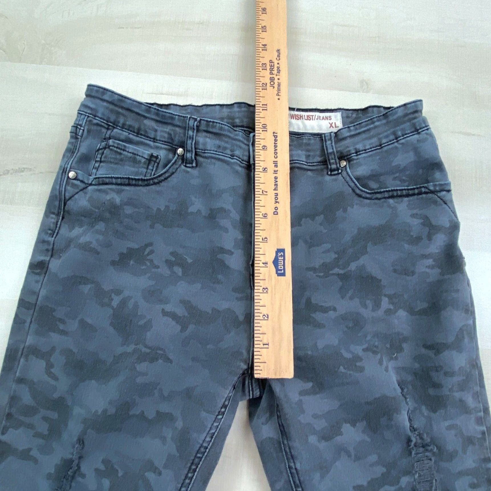 Vintage Wish List Womens Skinny Jeans XL Extra Large Gray Camo Distressed Size 40" / US 18 - 7 Thumbnail