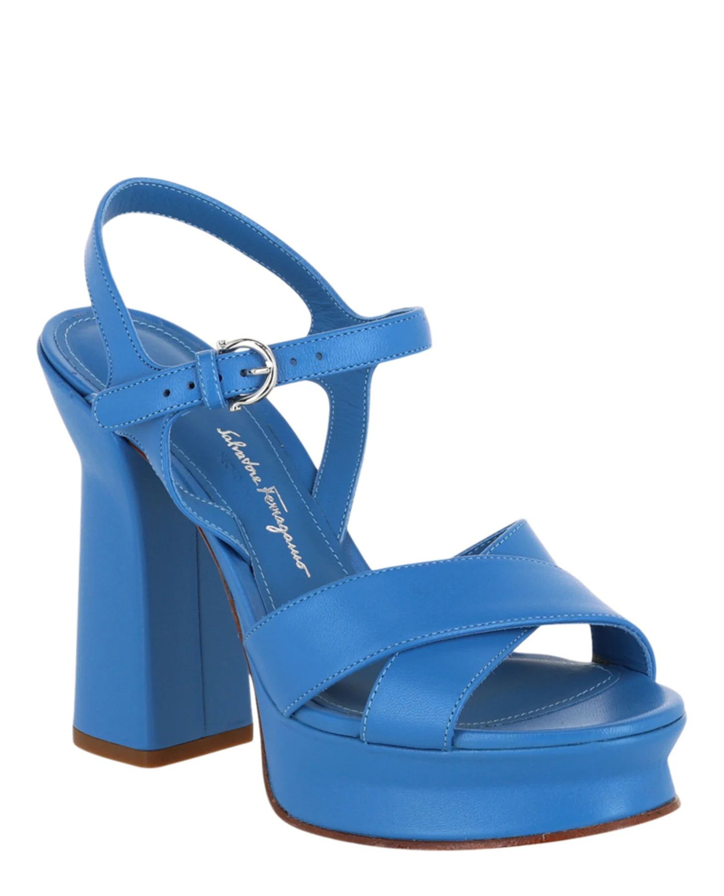 Salvatore Ferragamo o1y0426 Slingback Sandals in Blue Size US 7.5 / IT 37.5 - 2 Thumbnail