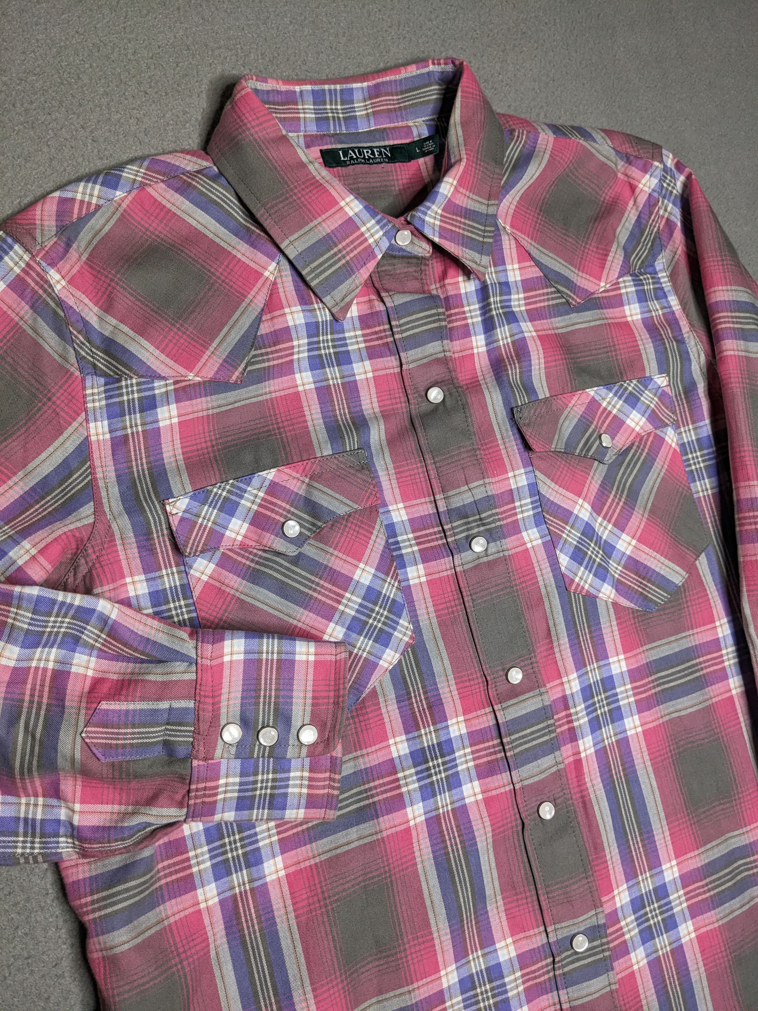 Lauren Ralph Lauren Ralph Lauren Plaid Pearl Snap Shirt Woman Large Pink Western Size L / US 10 / IT 46 - 1 Thumbnail
