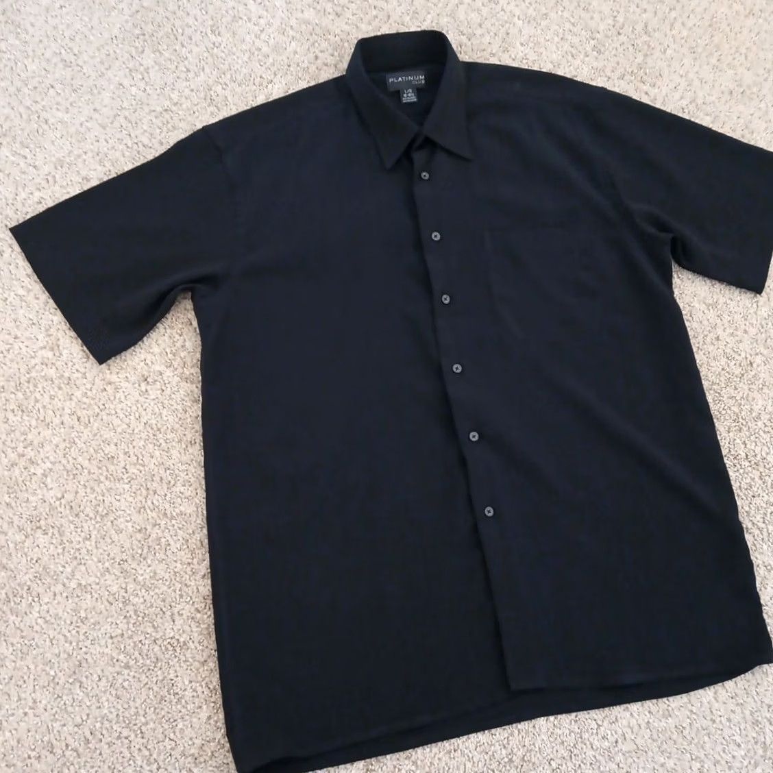 Vintage Platinum Shirt Mens Large Black Short Sleeve Button-Down Polyester Shirt Size US L / EU 52-54 / 3 - 4 Thumbnail