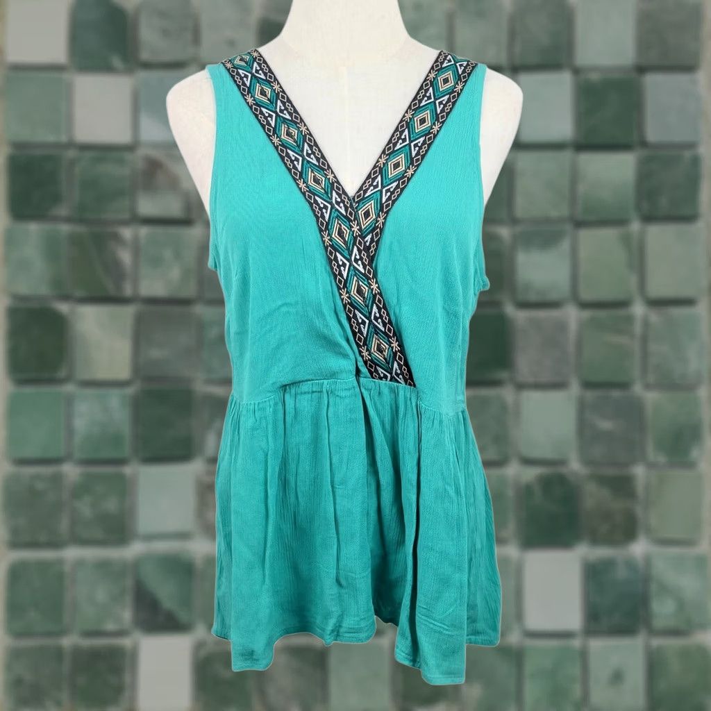Vintage Bunulu Womens M Sleeveless Top Geometric Embroidered Boho Festival Size M / US 6-8 / IT 42-44 - 1 Thumbnail