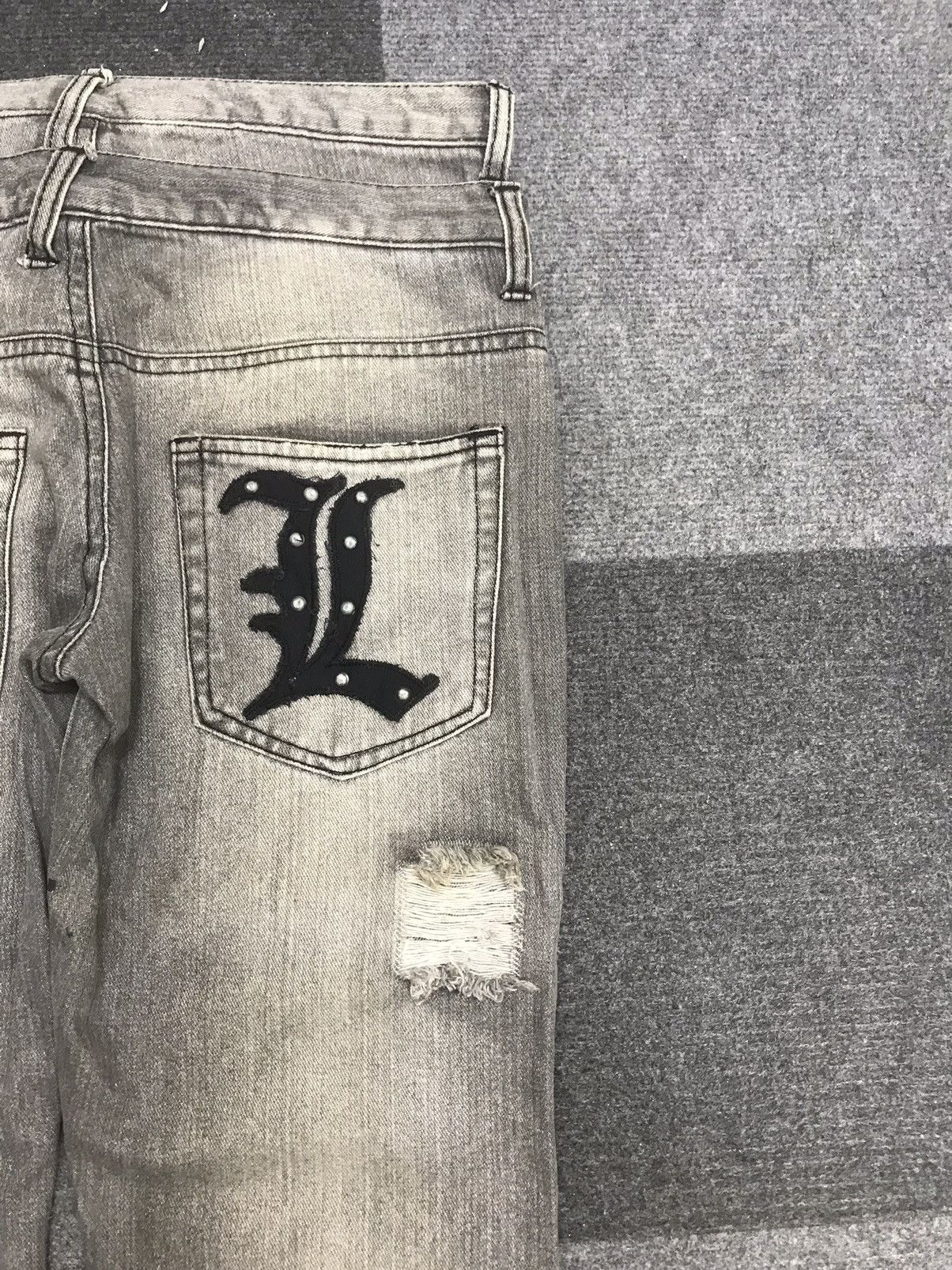 Japanese Brand 💥DOUBLE WAIST💥LAD Japan Black Wash Distressed Denim F259 Size US 32 / EU 48 - 16 Thumbnail