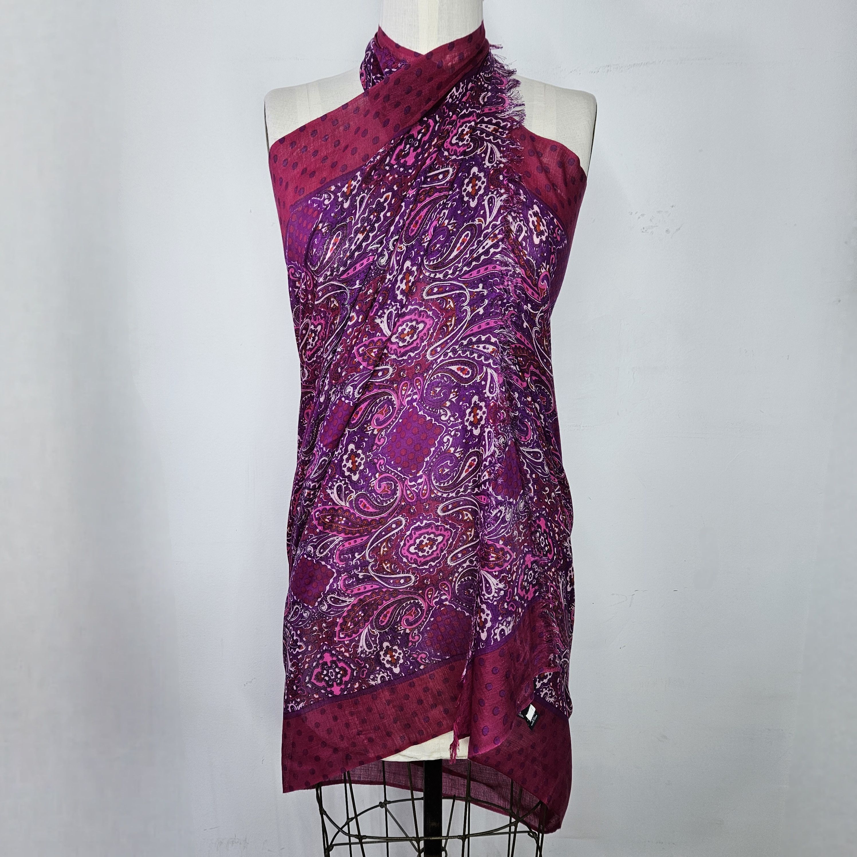 Banana Republic Banana Republic 60x37" Sarong Scarf Silk Wool Floral Paisley Size ONE SIZE - 8 Thumbnail