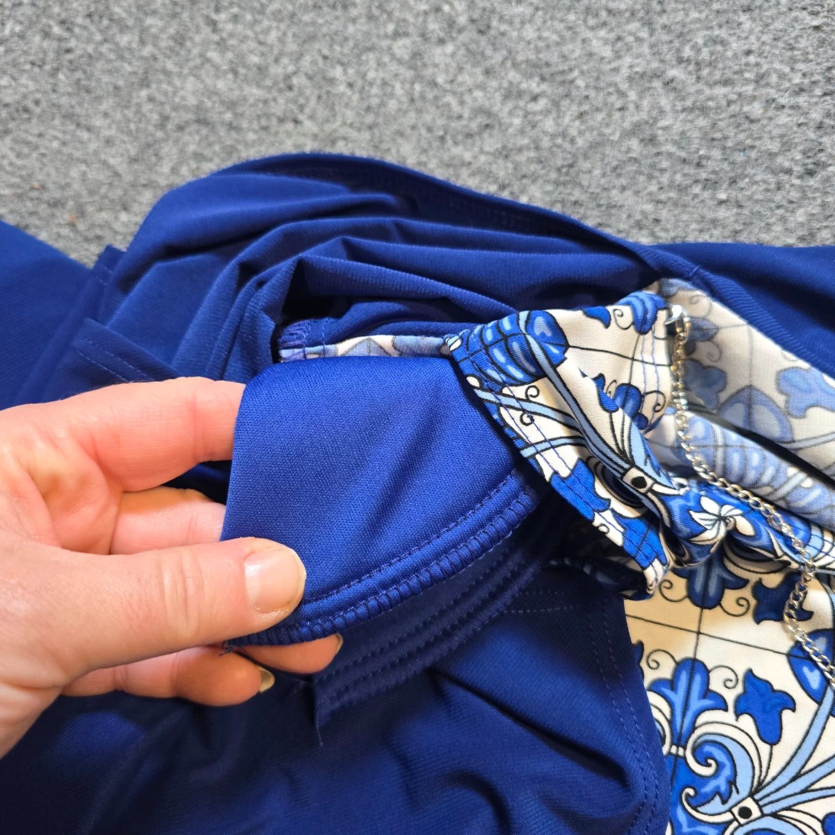 Vintage Drapers & Damons Cardigan Dress Size 14 Blue Floral Stretch No Iron Career Sleeveless Round Neck Pullover Sheath Women Regular Lace Pattern Size XL / US 12-14 / IT 48-50 - 6 Thumbnail