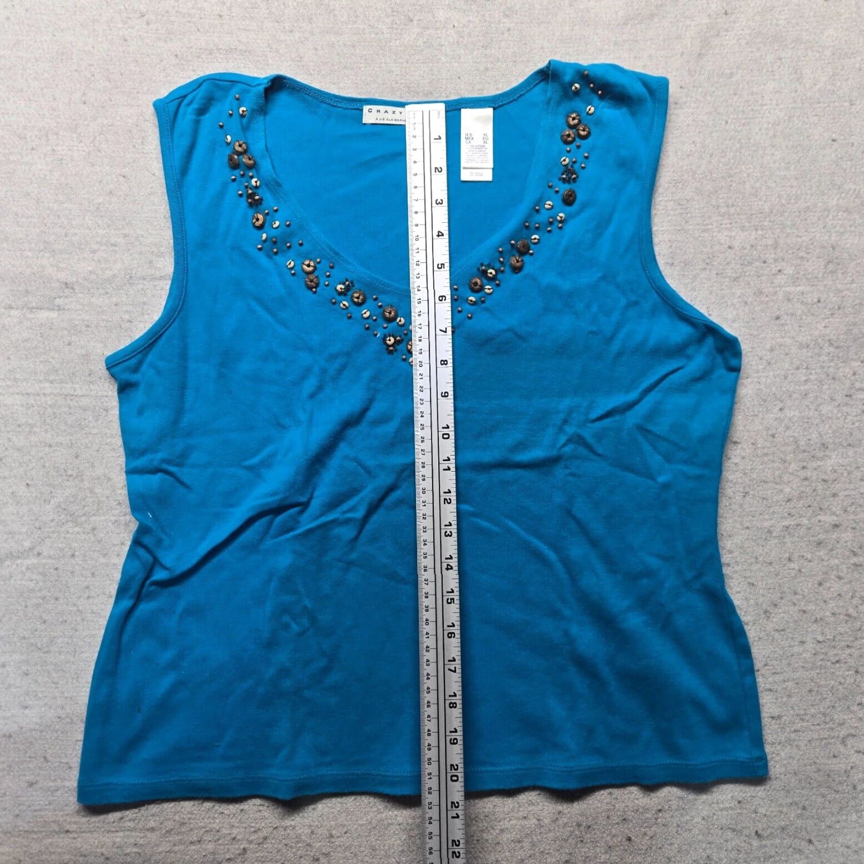 Vintage Crazy Horse Shirt Women XL Blue Sleeveless Crew Neck Tank Top Adult Size XL / US 12-14 / IT 48-50 - 7 Thumbnail