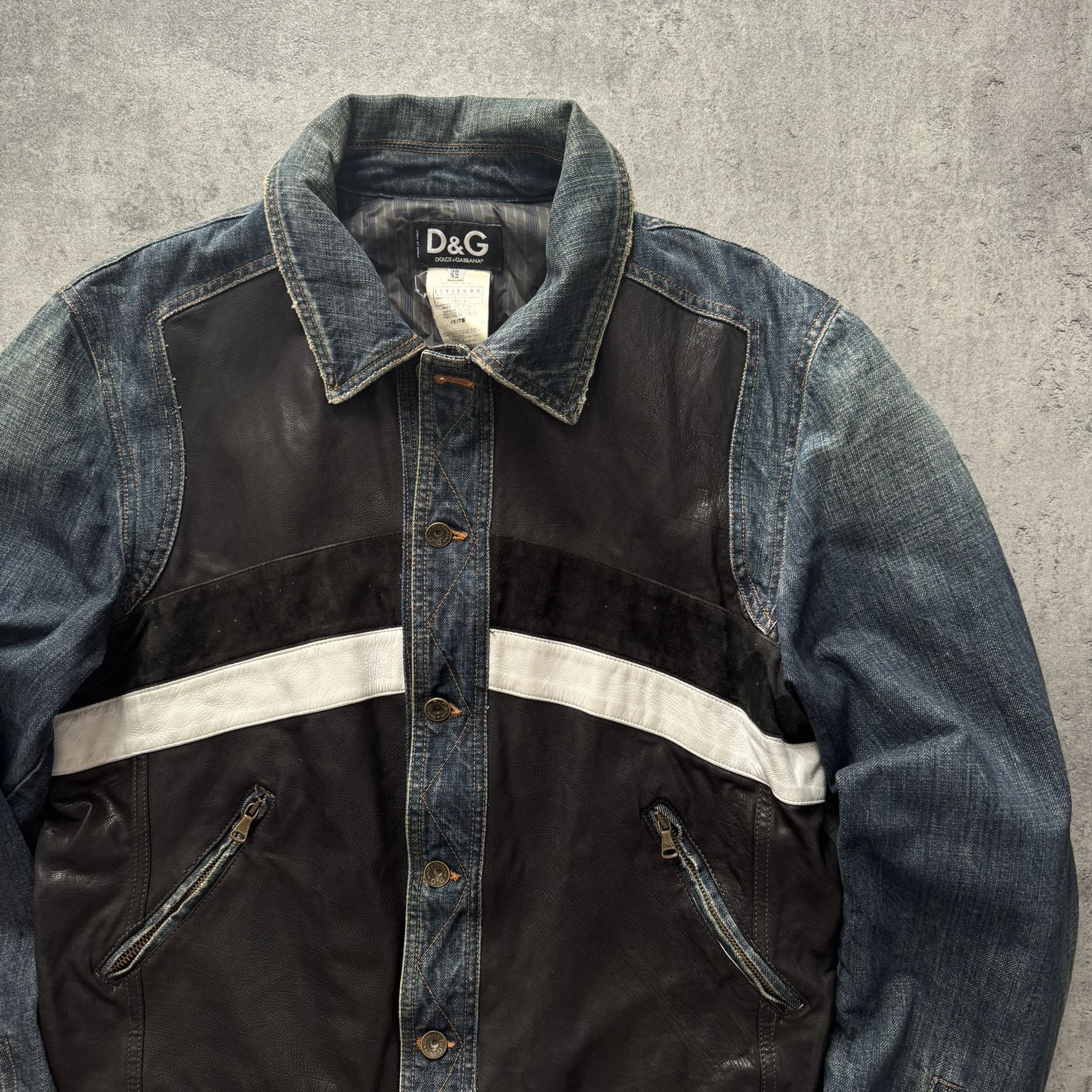 Dolce & Gabbana × Grailed Dolce&Gabbana Denim Jacket Jeans RARE D&G Leather Size US L / EU 52-54 / 3 - 3 Thumbnail