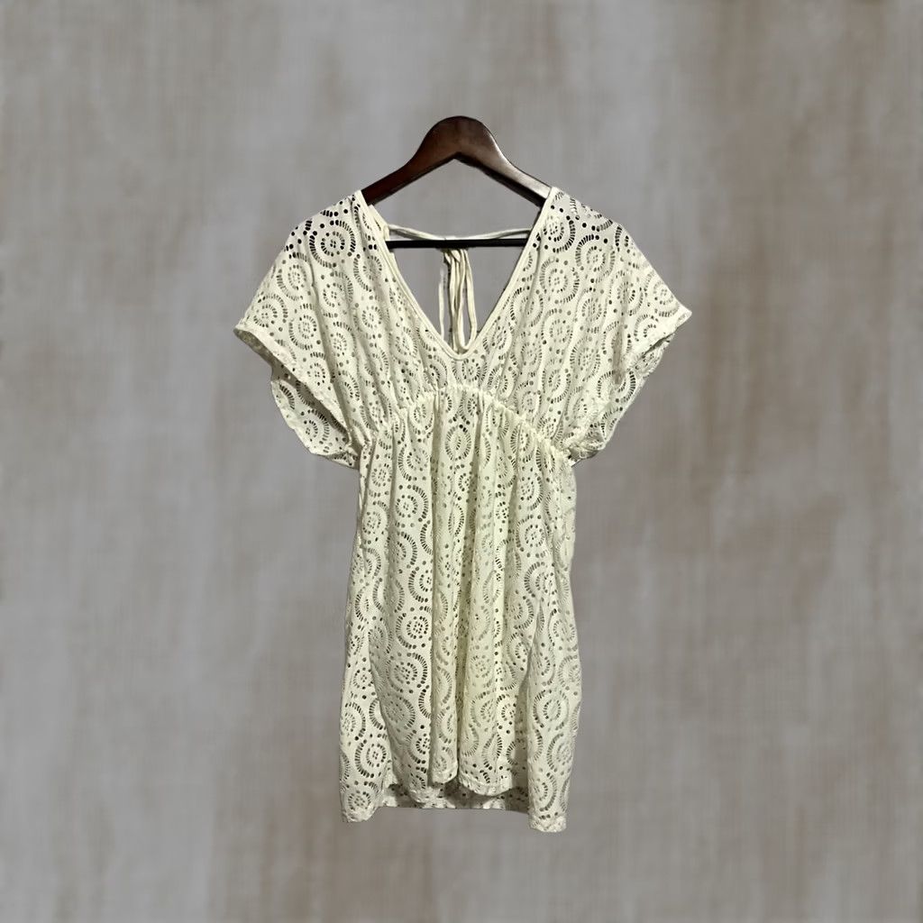 Vintage LA CLASS White Eyelet Lace Dress Sleeveless Large Women Size L / US 10 / IT 46 - 1 Thumbnail