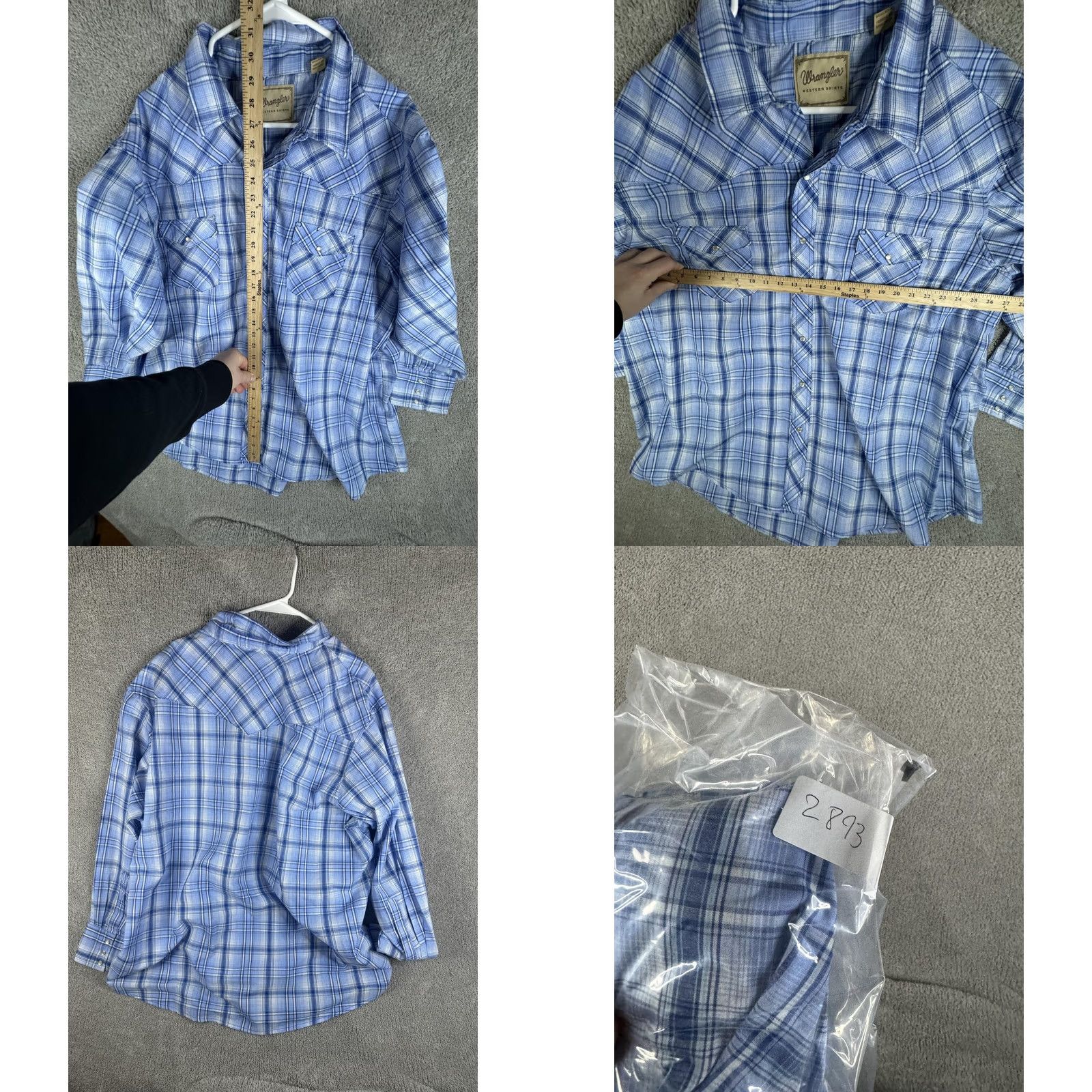 Wrangler VINTAGE Wrangler Western Shirt Mens 3XL Blue Plaid Pearl Snap Long Sleeve Cowboy Size US XXL / EU 58 / 5 - 8 Thumbnail