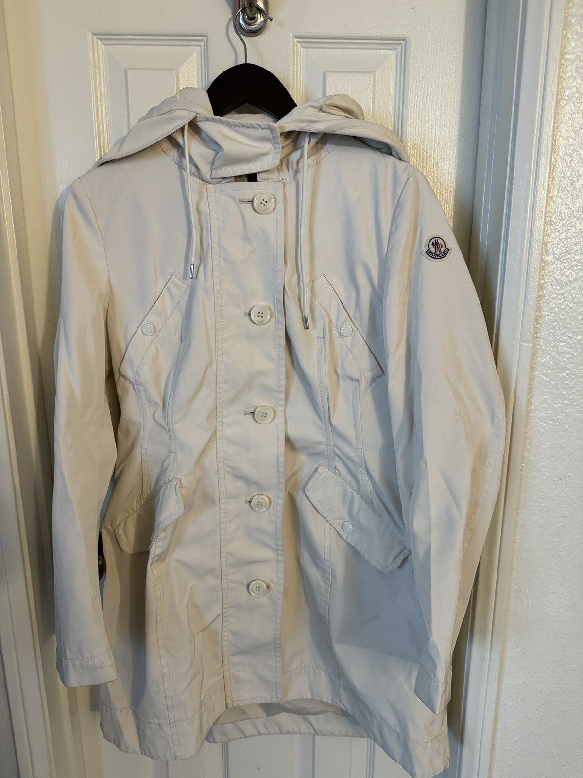 Image of Italian Designers Moncler Women’S Ivory Rain Jacket, Women's (Size 2XL)