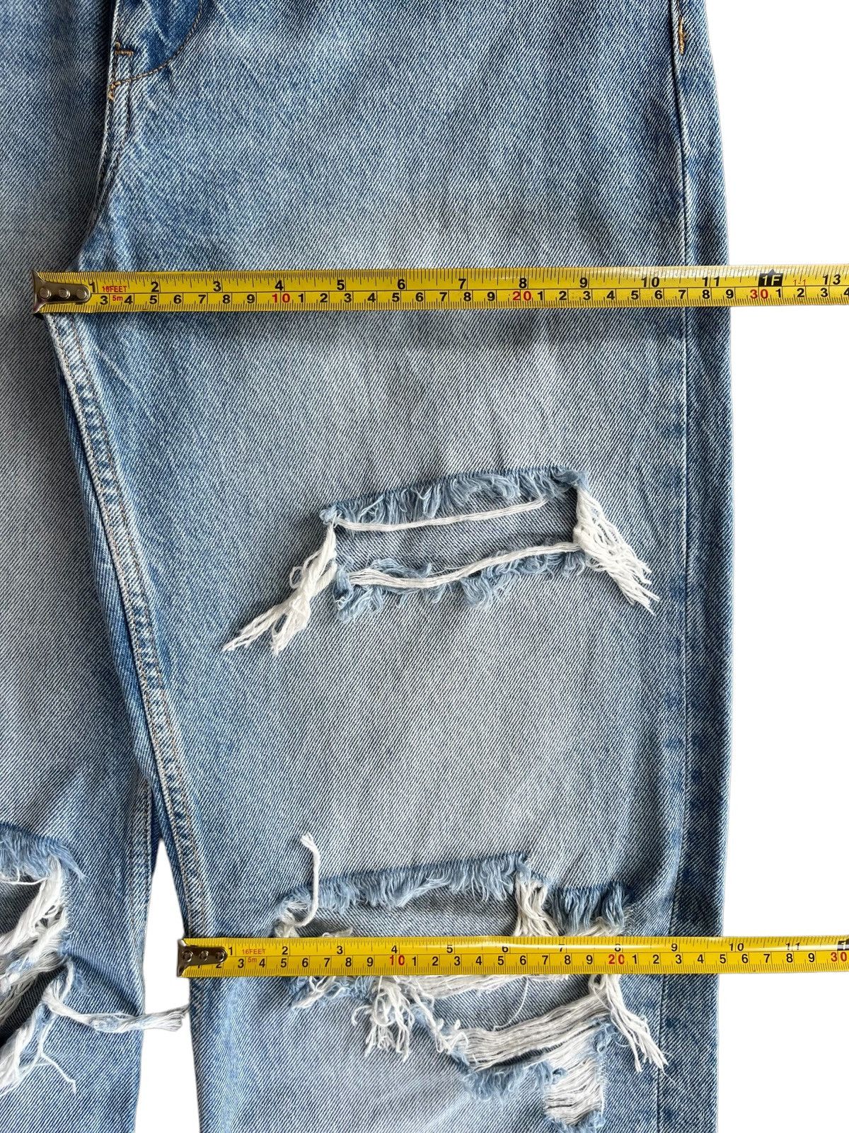 Rhude × Zara Vintage Y2K Zara Blue Washed Distressed Relaxed Jeans Size US 32 / EU 48 - 15 Thumbnail
