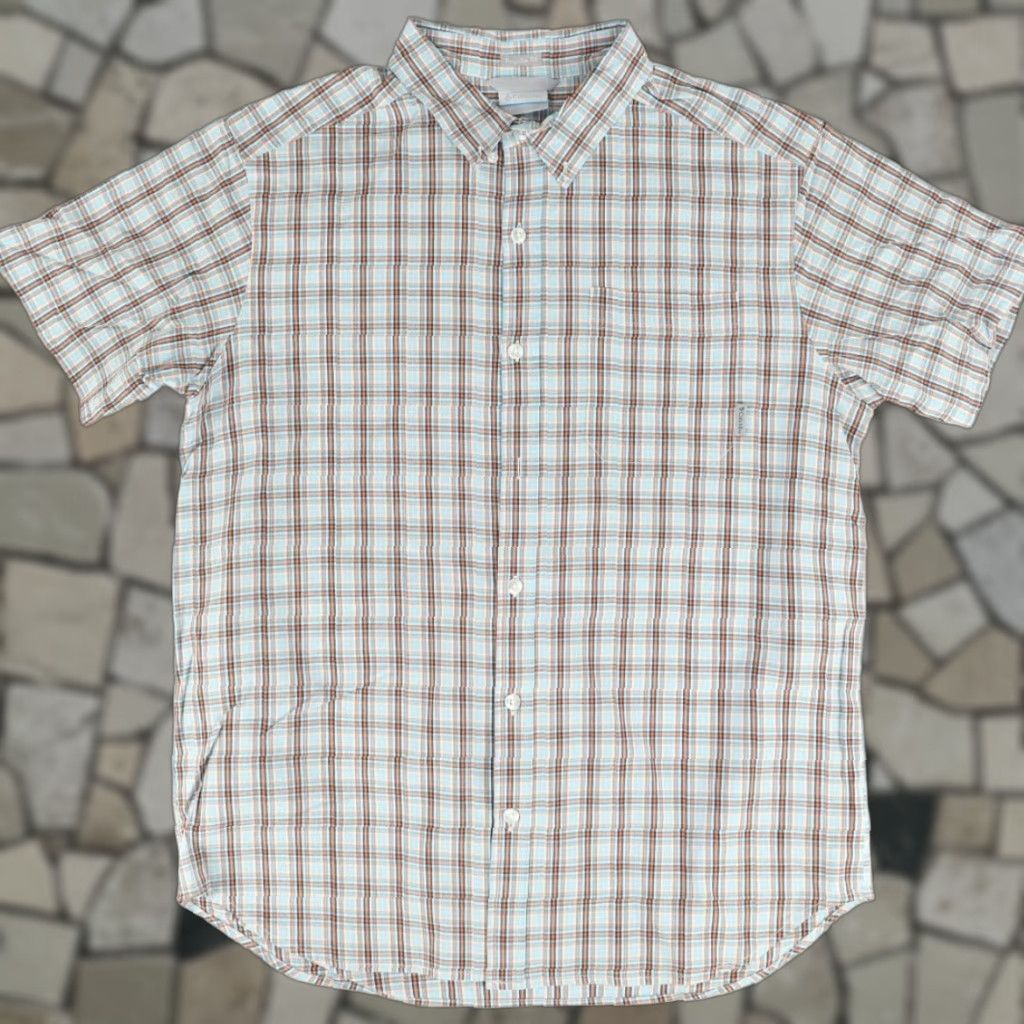 Vintage Columbia Shirt Blue Men's L Button Down Gingham Regular Fit Cotton Short Sleeve Size US L / EU 52-54 / 3 - 1 Thumbnail