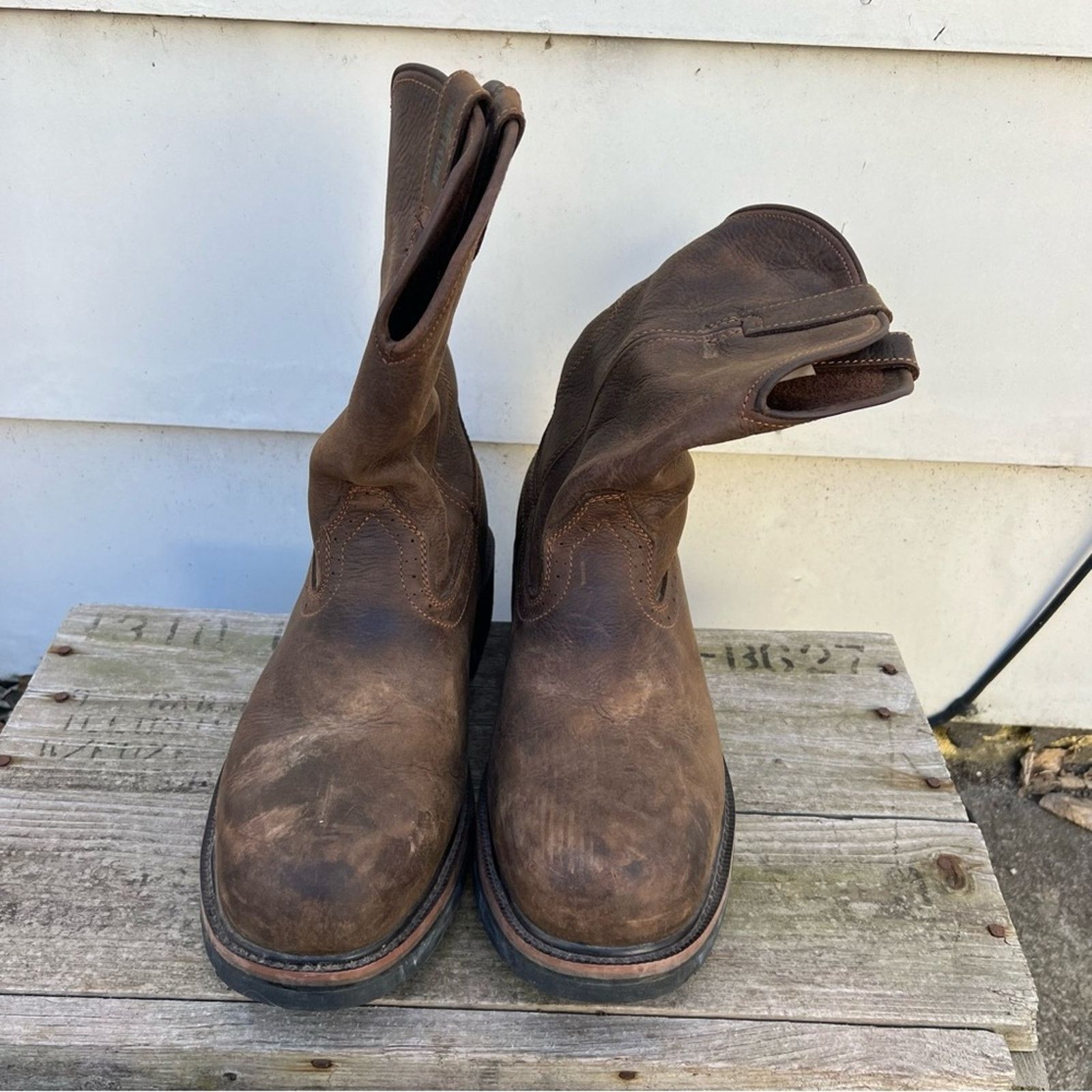Wolverine Wolverine Rancho Wellington Leather Steel Toe Work Boots 12M Size US 12 / EU 45 - 2 Thumbnail