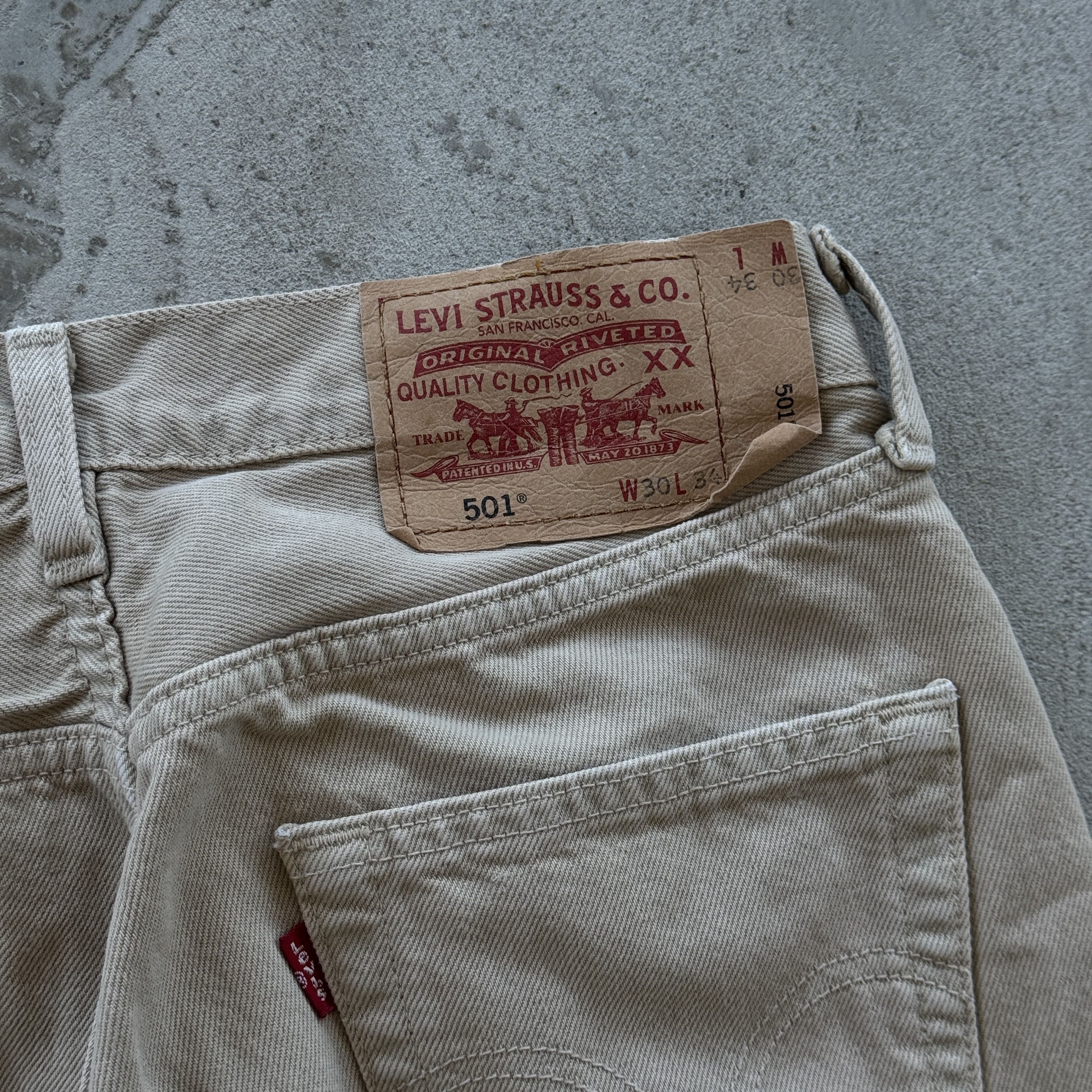 Levi's 90s Levi's 501 Beige Denim Jeans Straight Leg Size US 30 / EU 46 - 3 Thumbnail