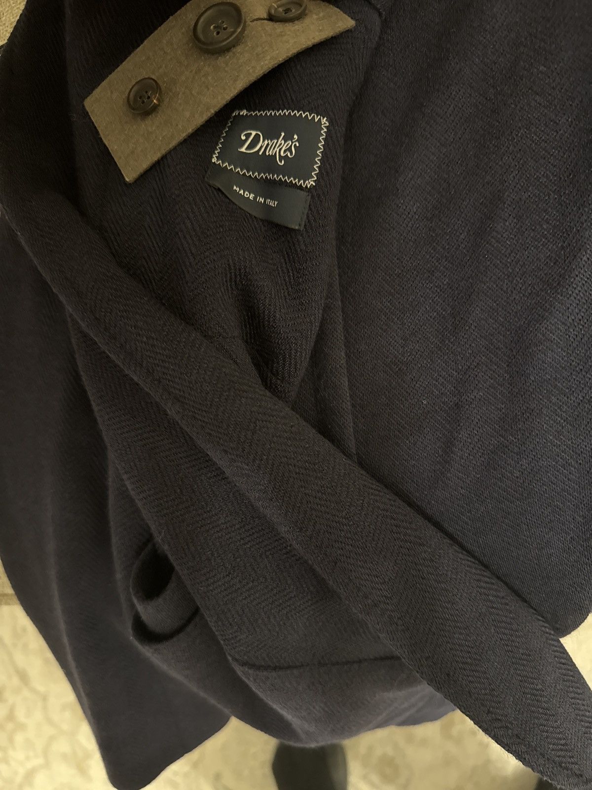 Drake's Drakes Navy Herringbone jacket blazer Size 46R - 8 Thumbnail