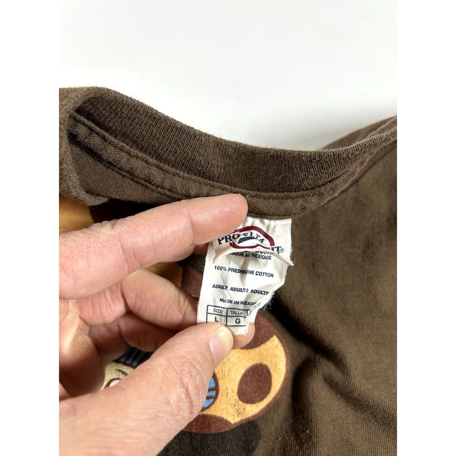 Delta Brown Fun Guy Graphic Shirt Short Sleeve Delta Pro Weight Large Mens 00s Y2k Size US L / EU 52-54 / 3 - 5 Thumbnail