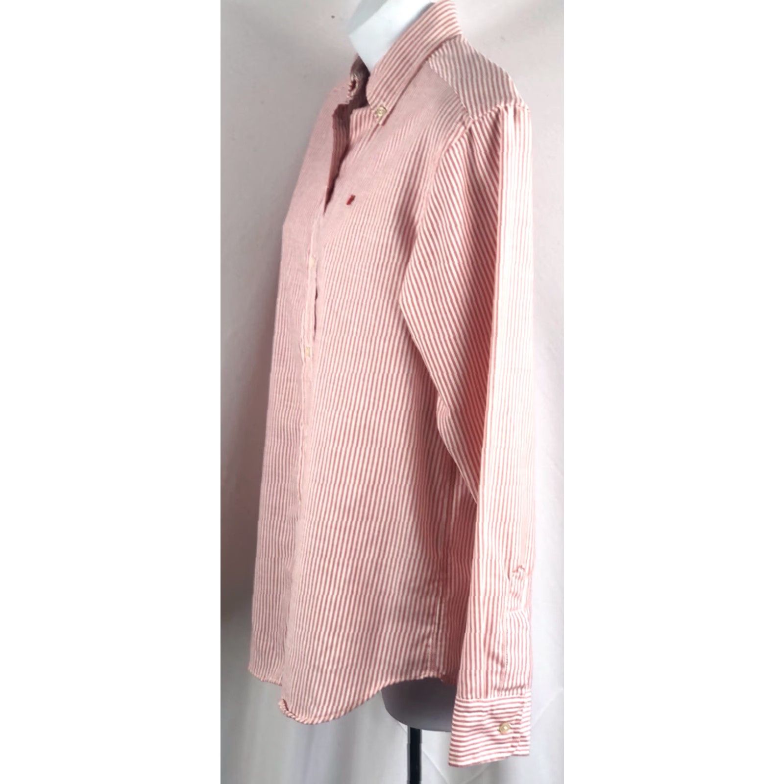 Gloria Vanderbilt VINTAGE Gloria Vanderbelt Button-Up Oxford Shirt Top 14 Red Stripe Long Sleeve Academia 80S Womens Size XL / US 12-14 / IT 48-50 - 2 Thumbnail