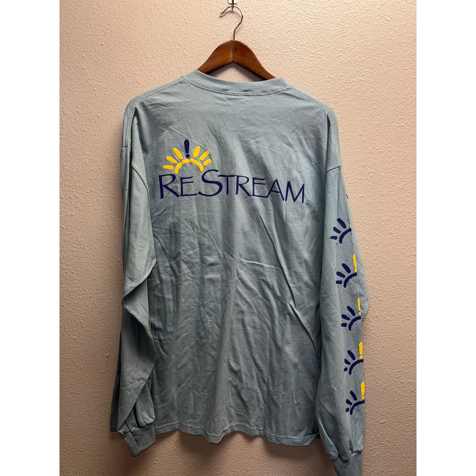 Hanes Vintage Restream Shirt Sunshine Blue Long Sleeve Tee 90s XL Size US XL / EU 56 / 4 - 6 Thumbnail