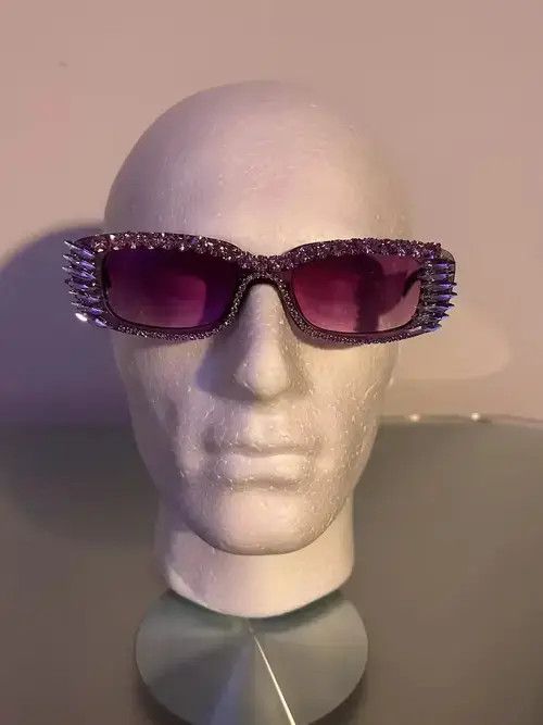 Japanese Brand × Vintage Y2K Crystal Rhinestone Sunglasses (magenta) Size ONE SIZE - 3 Thumbnail