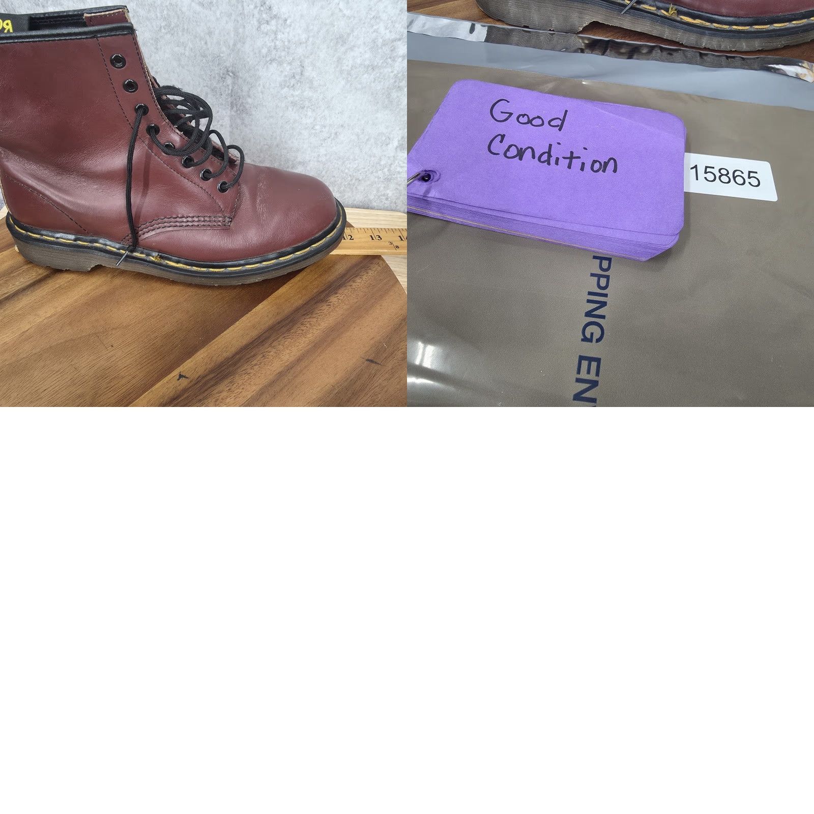 Dr. Martens VINTAGE Dr. Martens 1460 Boots Mens 9 Cherry Red Leather Moto Combat 8-Eye England Size US 9 / EU 42 - 9 Thumbnail
