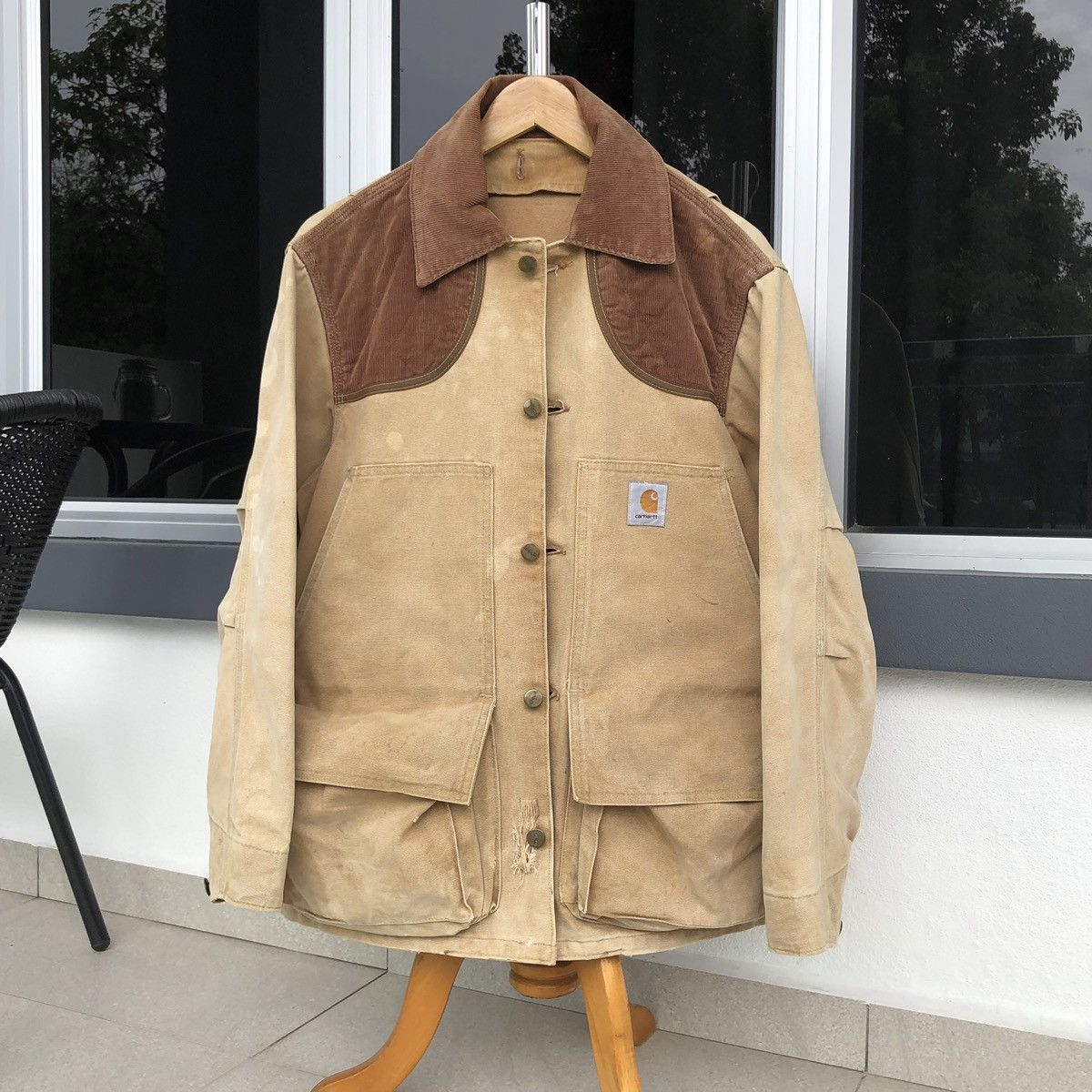 Carhartt VTG THRASHED Carhartt Canvas Hunting Jacket Pouch Corduroy Size US M / EU 48-50 / 2 - 2 Thumbnail