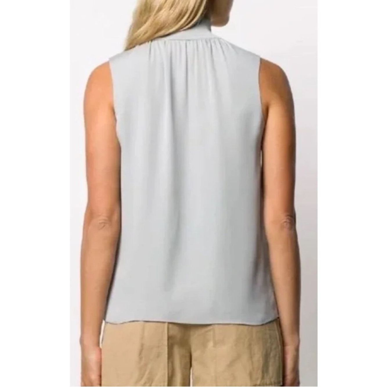 Theory New Theory Ribbed Neck Shell Silk Combo Light Grey Top Size Size M / US 6-8 / IT 42-44 - 2 Thumbnail