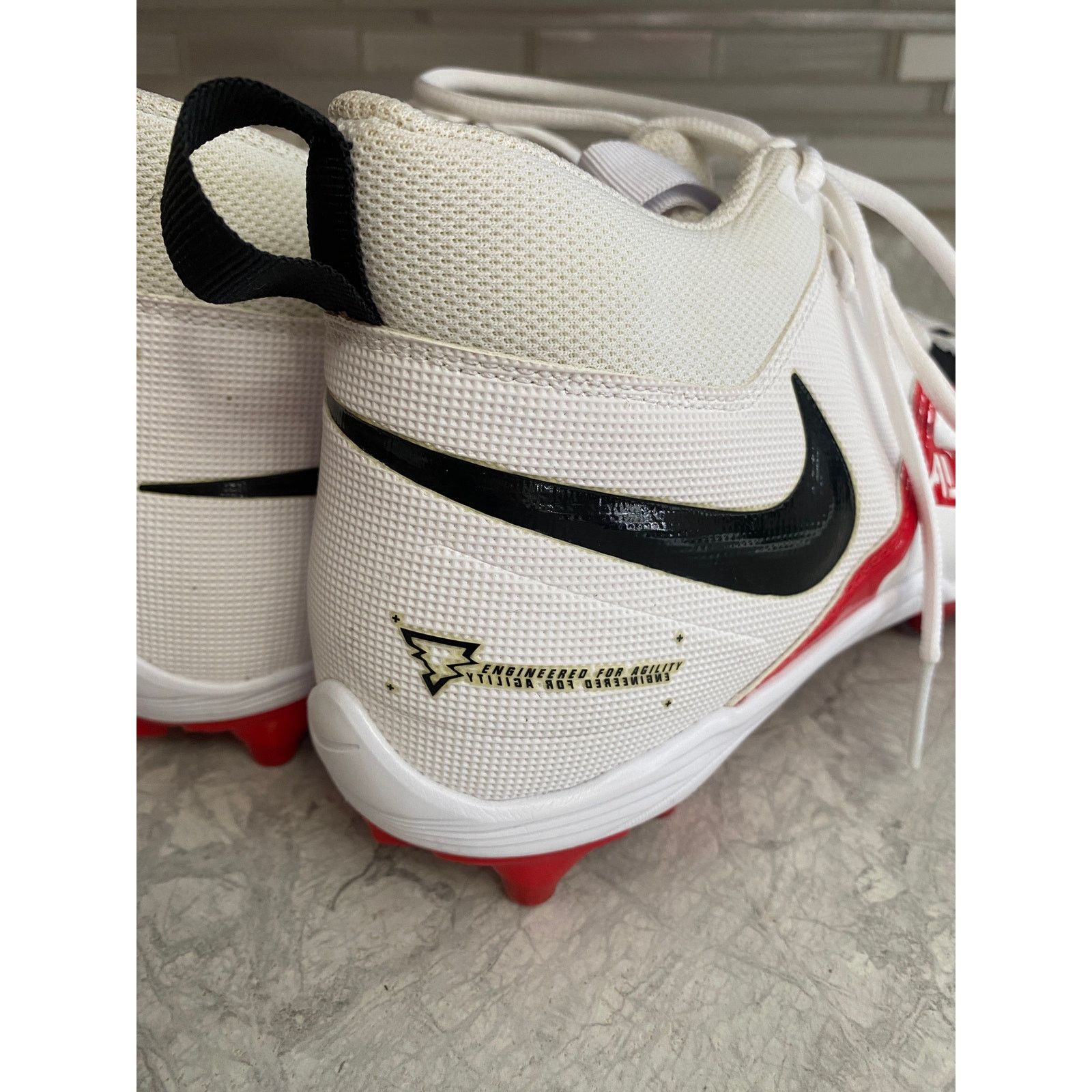 Nike Nike Alpha White, Black, and Red Football Cleats Size 13 Size US 13 / EU 46 - 4 Thumbnail
