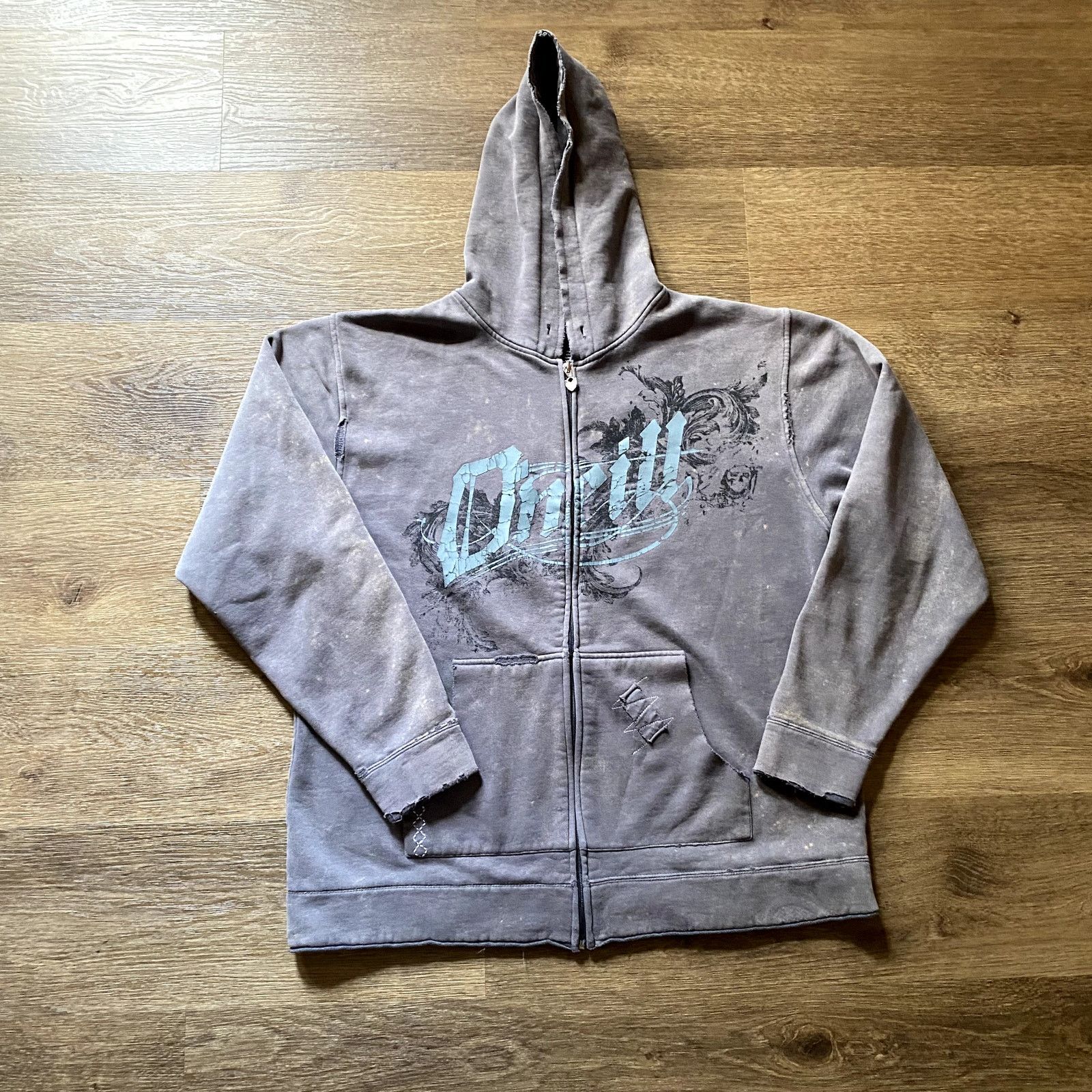 O'Neill Intentionally Distressed Y2K Oneill Zip Up Hoodie Size US L / EU 52-54 / 3 - 1 Thumbnail