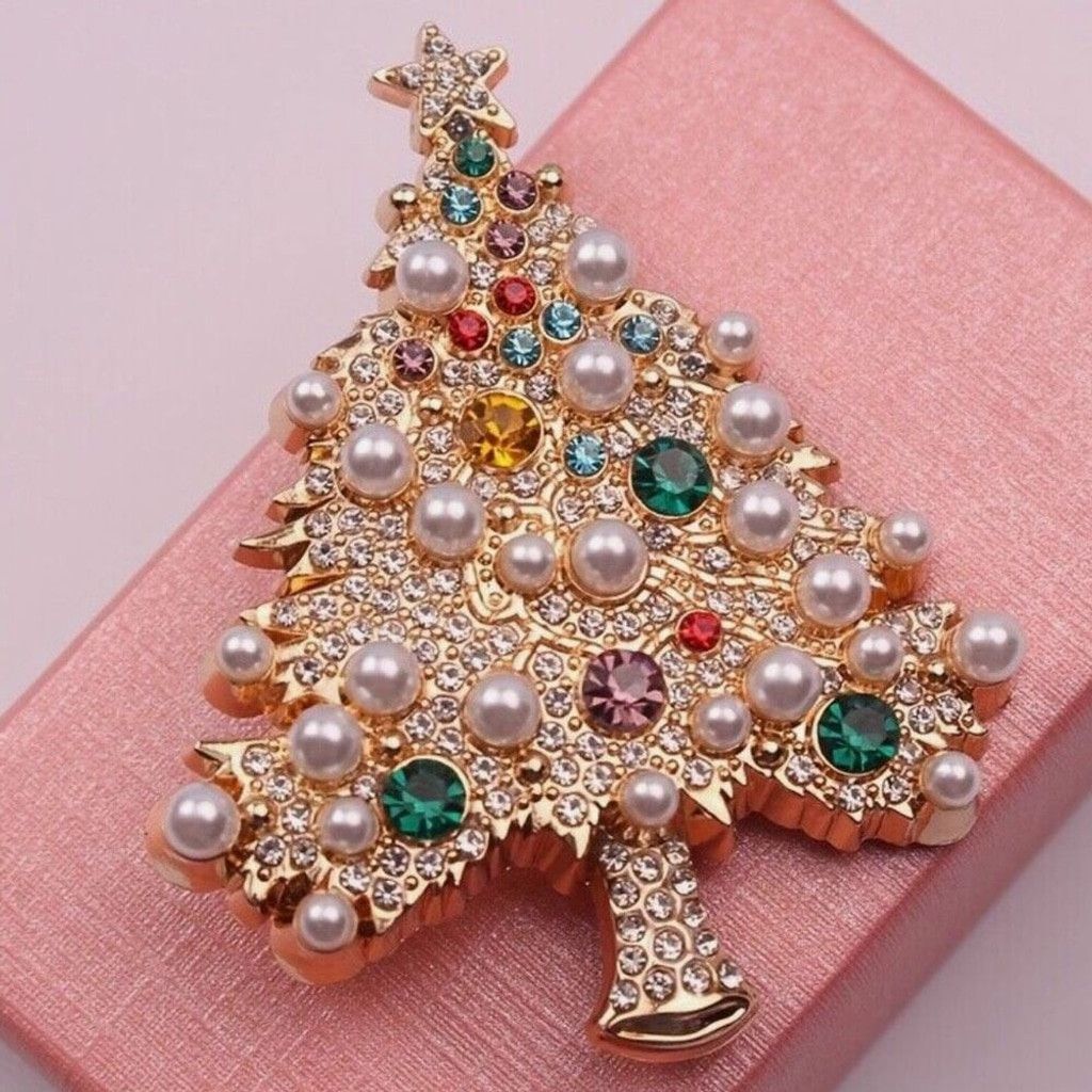 Other Luxury Pearl Crystal Christmas Tree Gold Brooch Size ONE SIZE - 4 Thumbnail