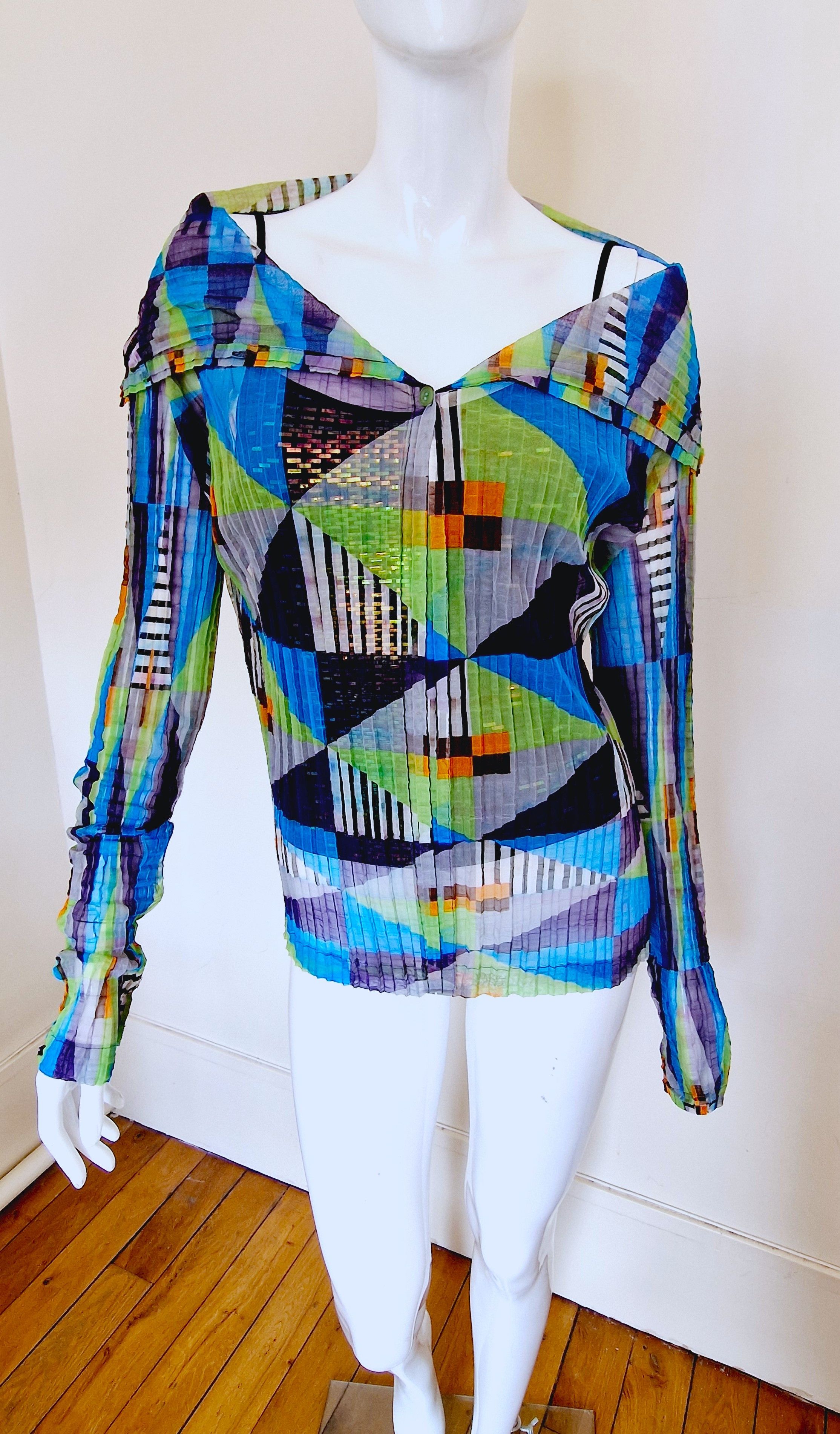 Pleats Please Issey Miyake Issey Miyake Cauliflower Pleated Striped Men Women Top Shirt Size US M / EU 48-50 / 2 - 6 Thumbnail