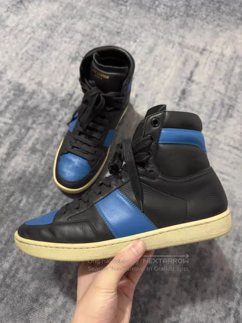 Saint Laurent Paris Saint Laurent Paris Blue and Black Leather High Top Sneake Size US 7 / EU 40 - 4 Thumbnail