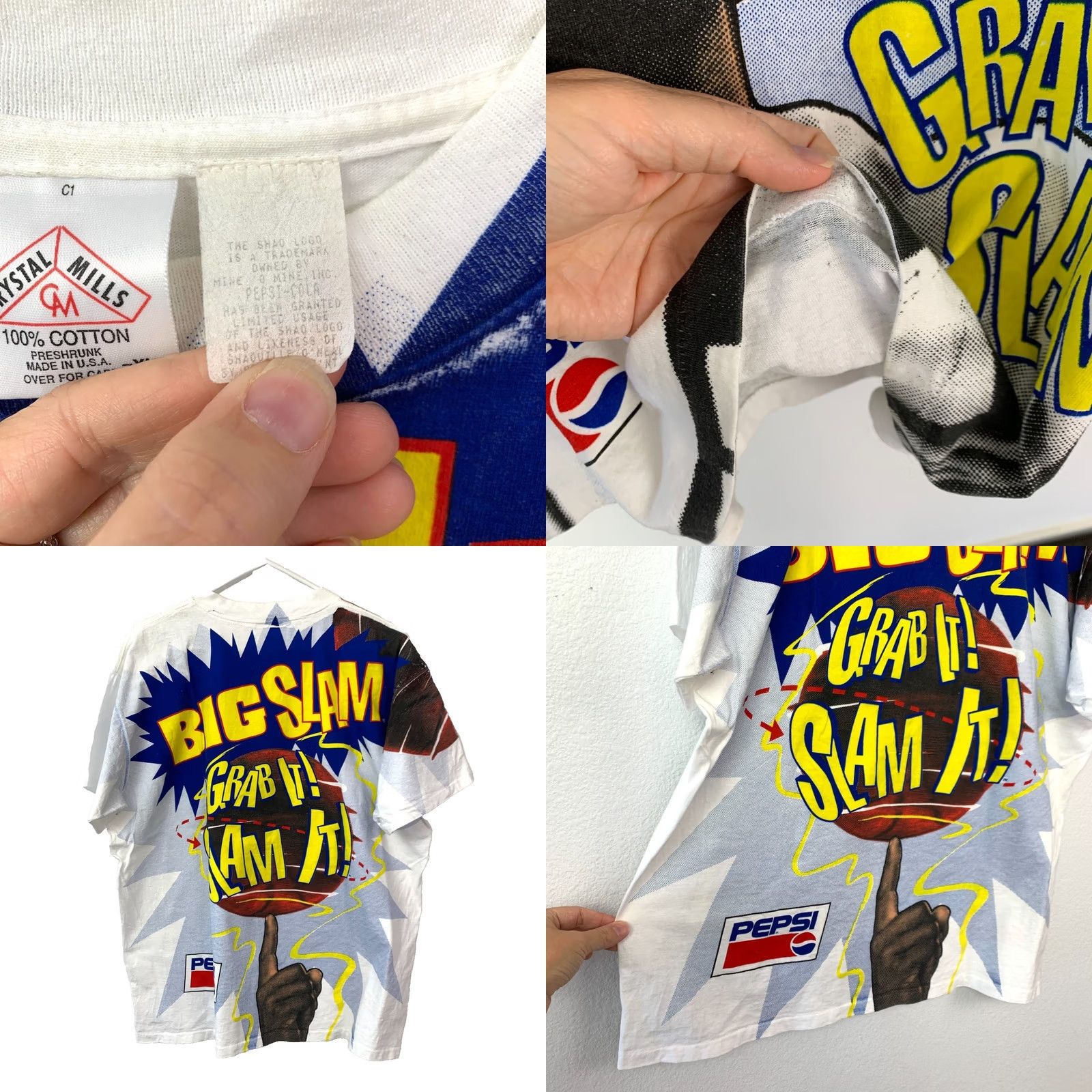 Vintage VINTAGE Pepsi Big Slam Shaq Shaquille O'Neal NBA Shirt XL Crystal Mills White 90s Mens Size US XL / EU 56 / 4 - 8 Thumbnail