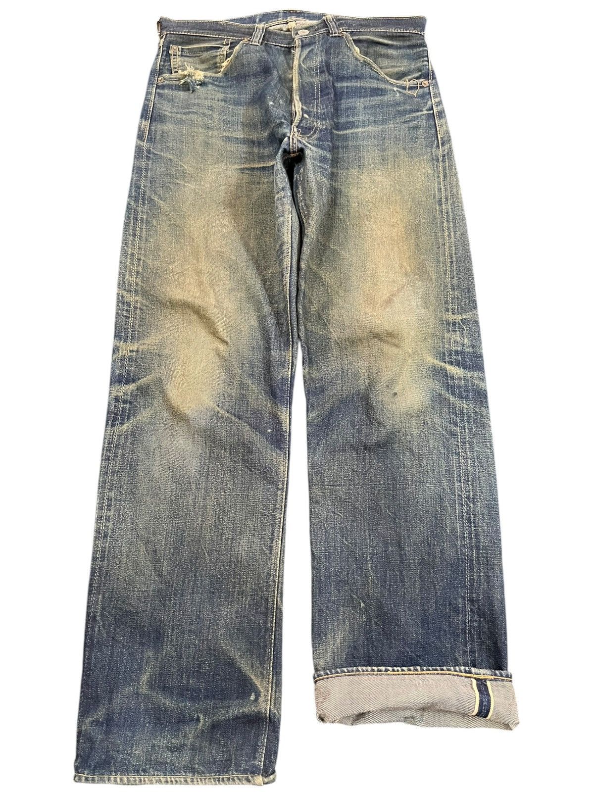 Vintage Warehouse&Co Mudwash Selvedge Distressed Denim