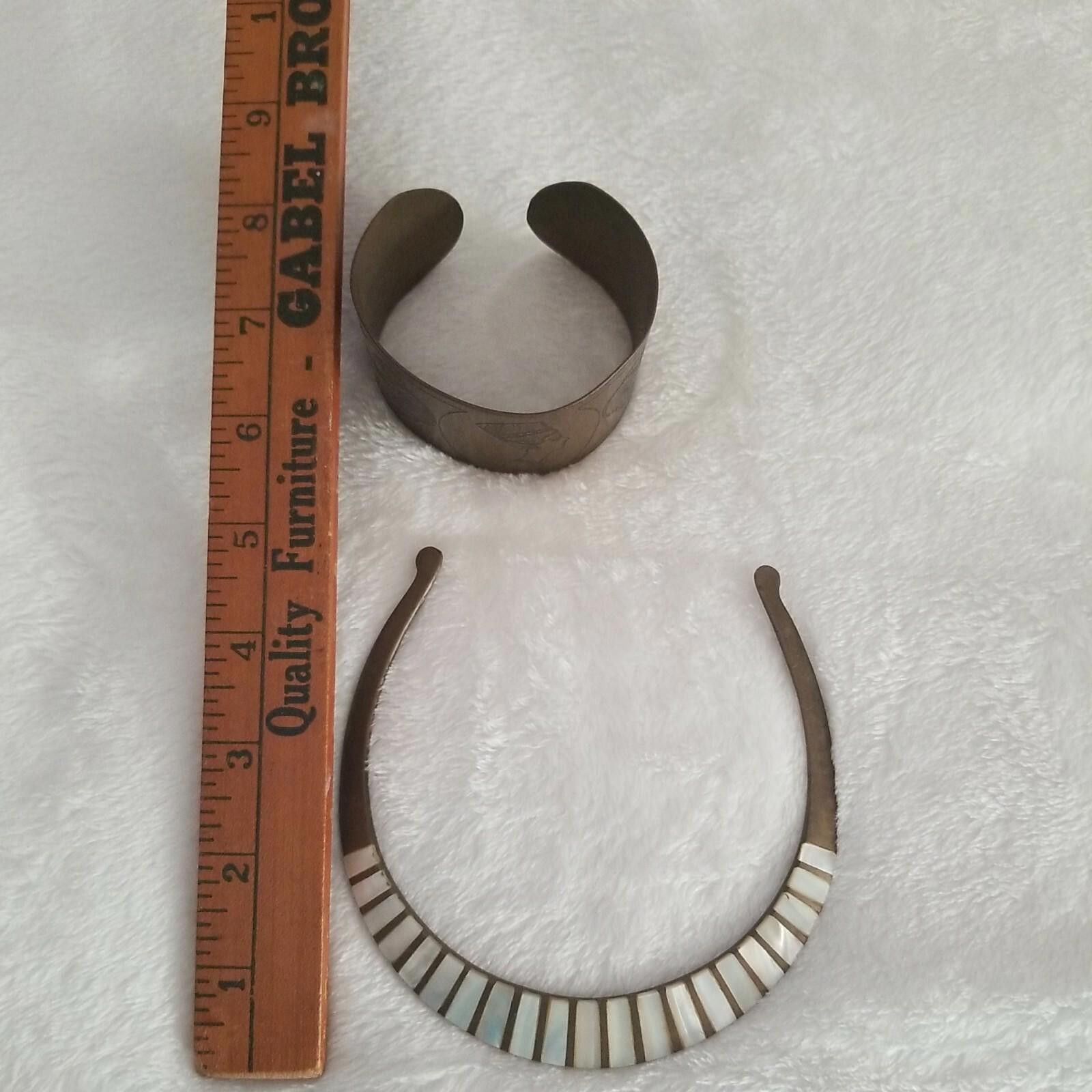 The Unbranded Brand Vtg Brass Tribal Necklace and Queen Nefertiti Cuff Bracelet Size ONE SIZE - 9 Thumbnail