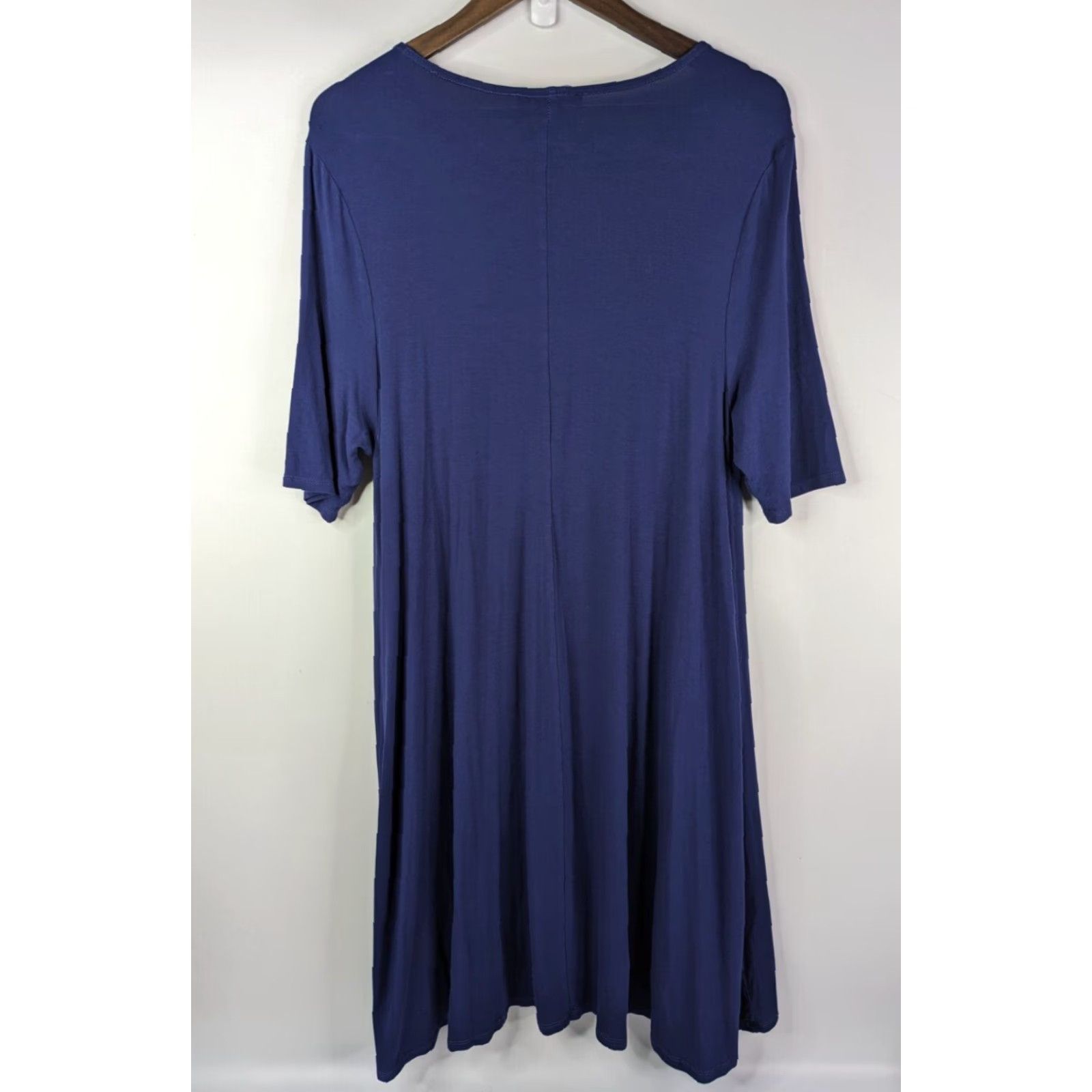 Vintage Joan Vass New York Dress Navy Blue Midi L Pockets Rayon Women's Size L / US 10 / IT 46 - 5 Thumbnail