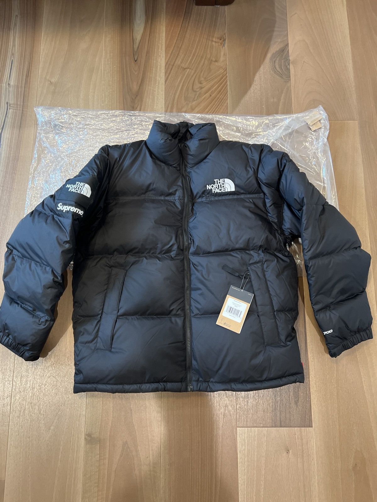 image of Supreme The North Face Split Nuptse Jacket in Black, Men's (Size Large)