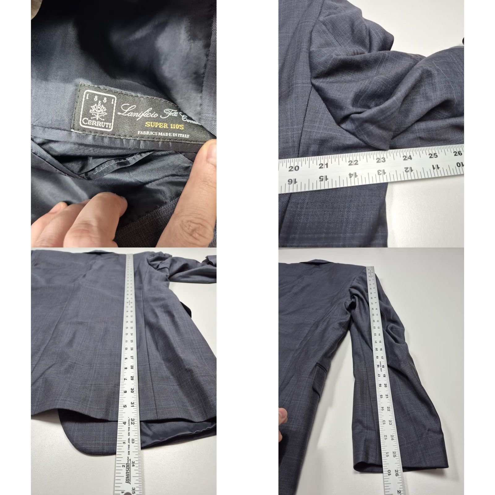 Vintage Zanieri Suit Mens 44 Long Gray Wool Super 110s Cerruti 38x37 Italy NWT FLAW Size 44R - 8 Thumbnail