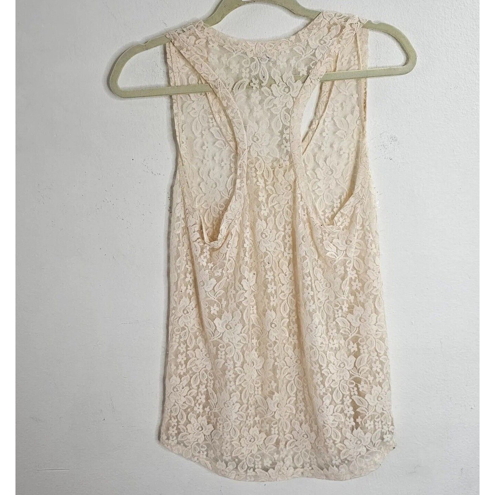 Other Splendid Cream Lace Scoop Neck Breast Pocket Racerback Tank Size M / US 6-8 / IT 42-44 - 3 Thumbnail