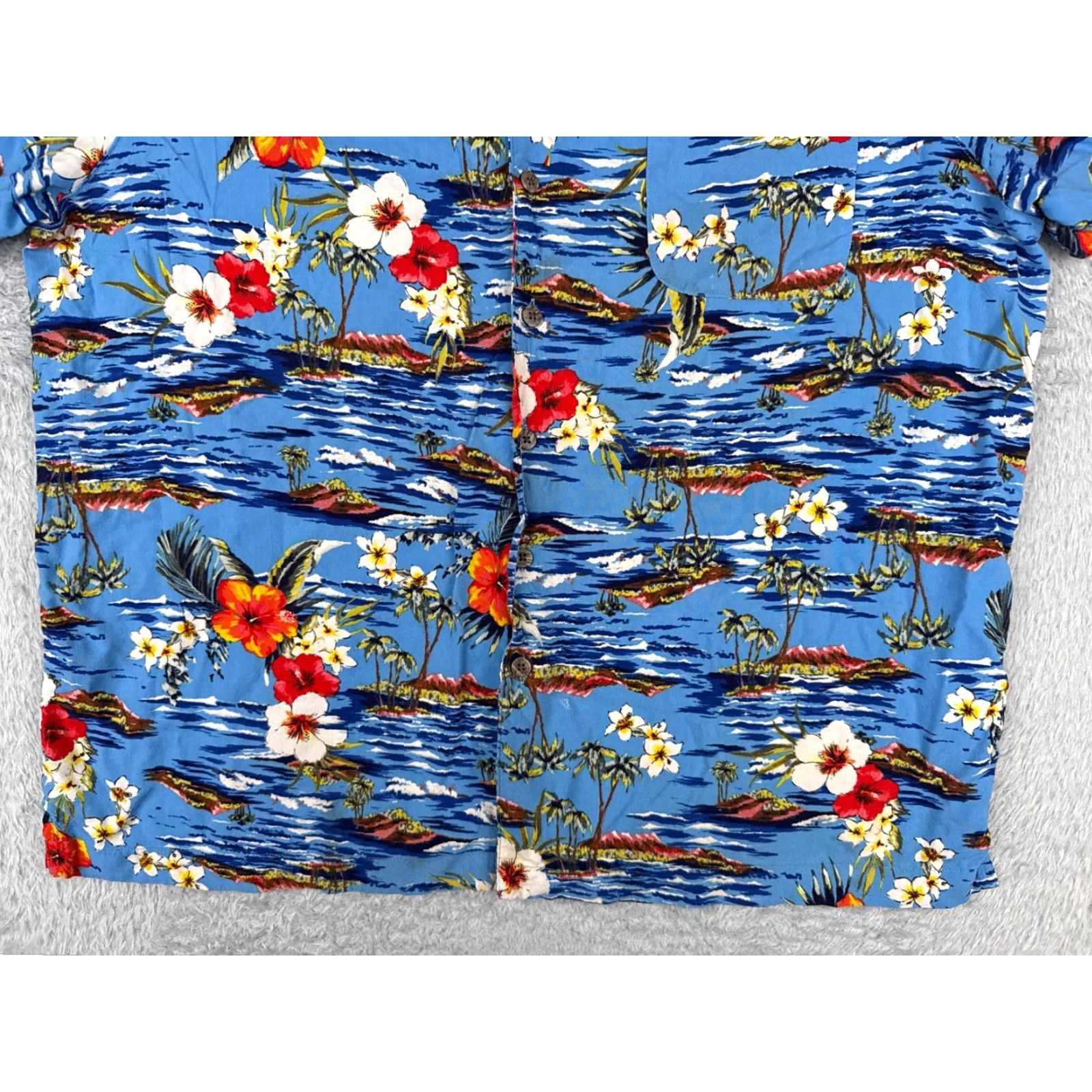 George George Shirt Men 2XL Blue Floral Island Hawaiian 100% Rayon Button-Up Size US XXL / EU 58 / 5 - 7 Thumbnail