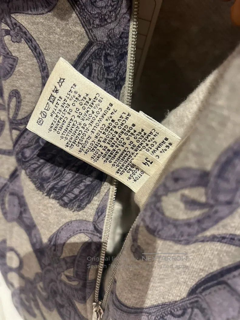 Hermes Hermes Wool Printed Zipper Jacket, Gray Base with Dark Blu Size XXS / US 00 / IT 34 - 3 Thumbnail