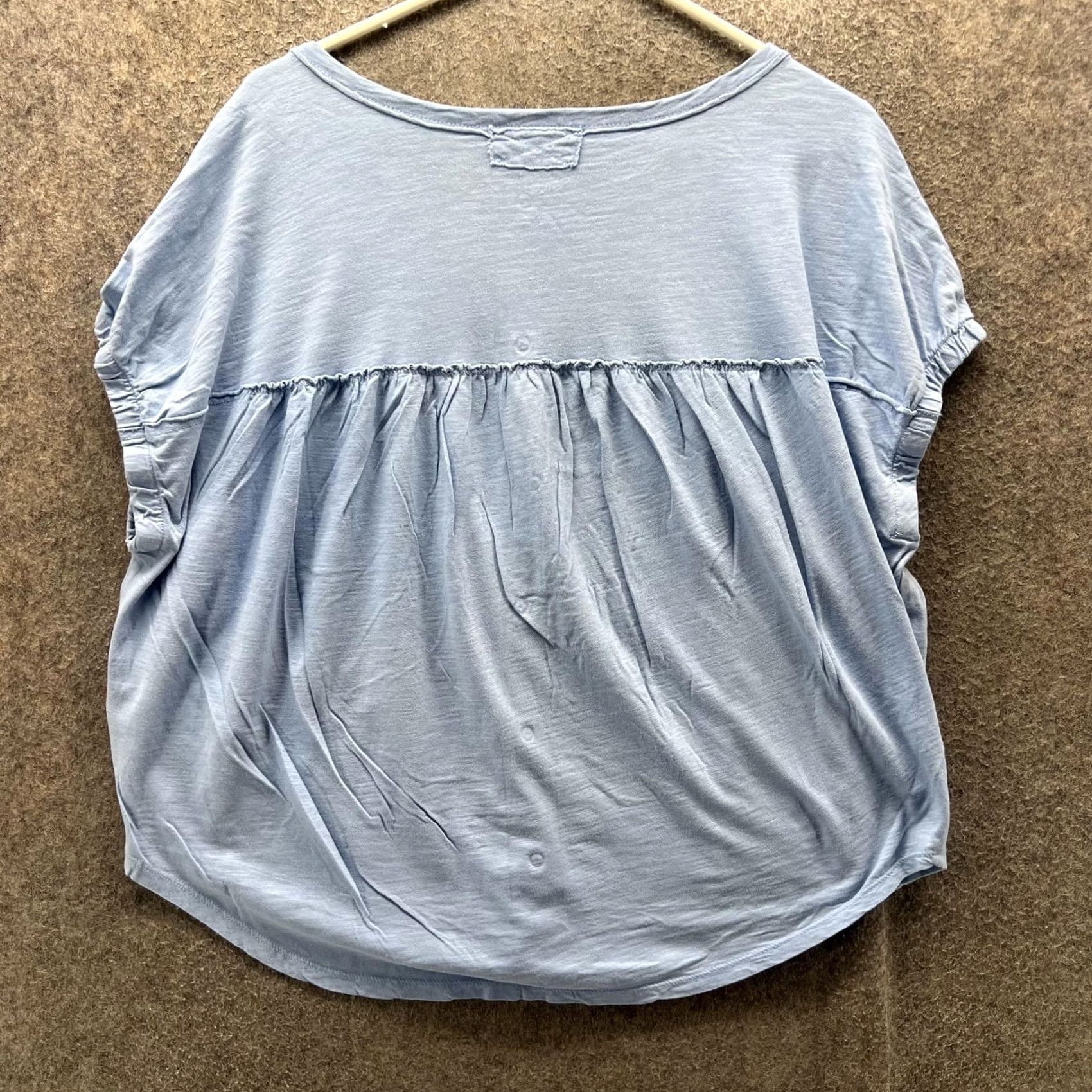 Vintage Pilcro Shirt Womens Medium Blue 100% Cotton Scoop Neck Button Dolman Tee Top Size M / US 6-8 / IT 42-44 - 2 Thumbnail