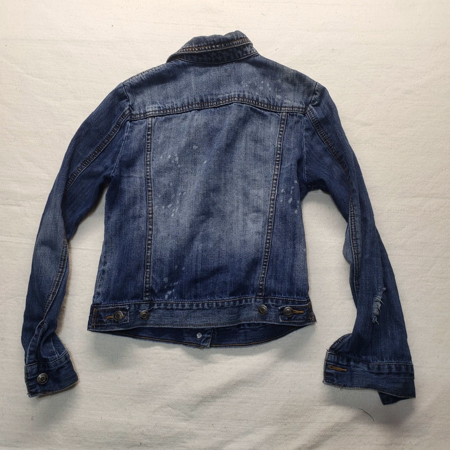 Denime I Love Ronson Denim Blue Jean Jacket Distressed Long Sleeve 100% Cotton Women XS Size XS / US 0-2 / IT 36-38 - 8 Thumbnail