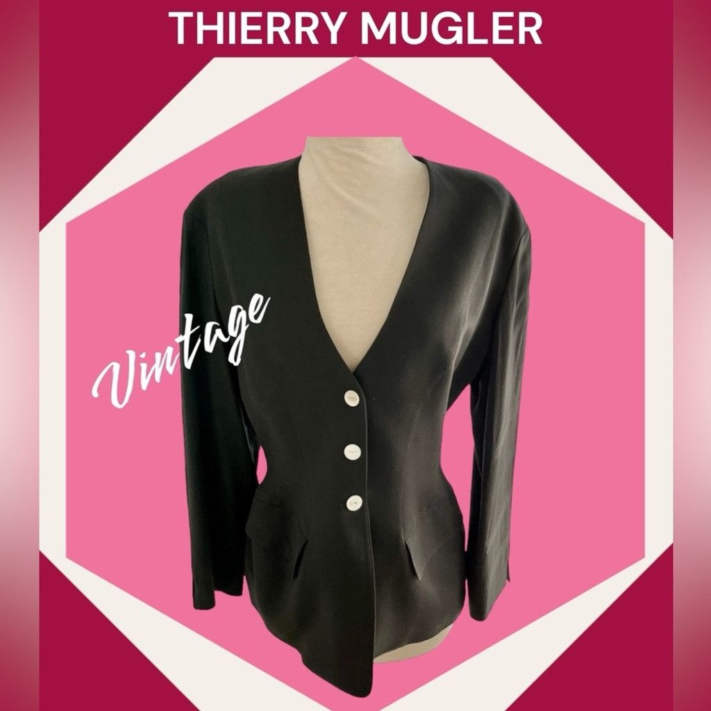 Thierry Mugler VINTAGE THIERRY MUGLER BLACK BLAZER JACKET 8/10 Size S / US 4 / IT 40 - 2 Thumbnail