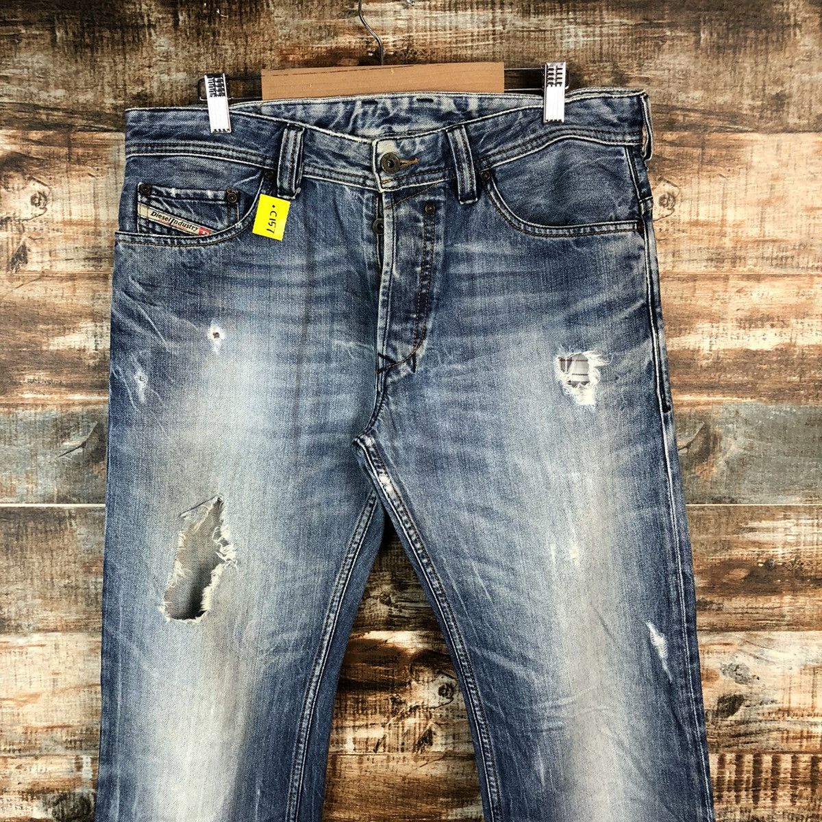 Diesel DL Diesel Industries Blue Distressed Denim Pants #C157 Size US 31 - 4 Thumbnail