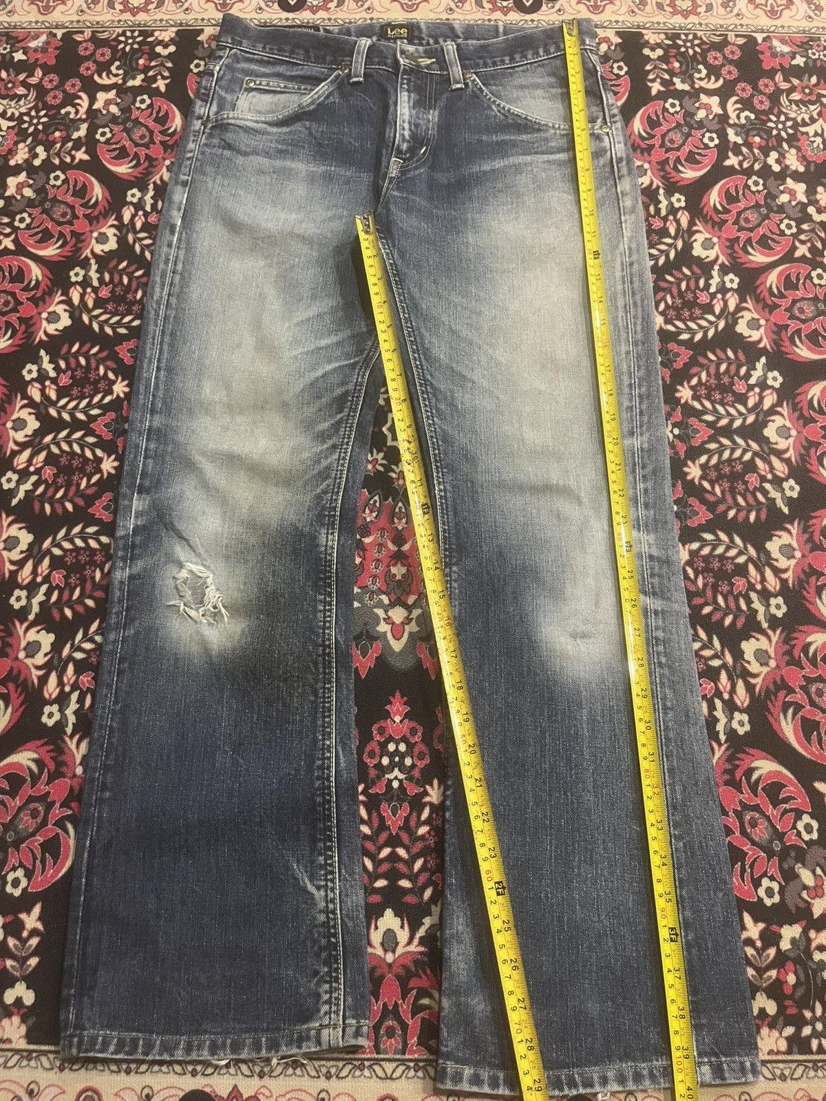 Lee Vintage Japan Lee Rider Blue Faded Wash Distress Flare Jeans Size US 32 / EU 48 - 11 Thumbnail