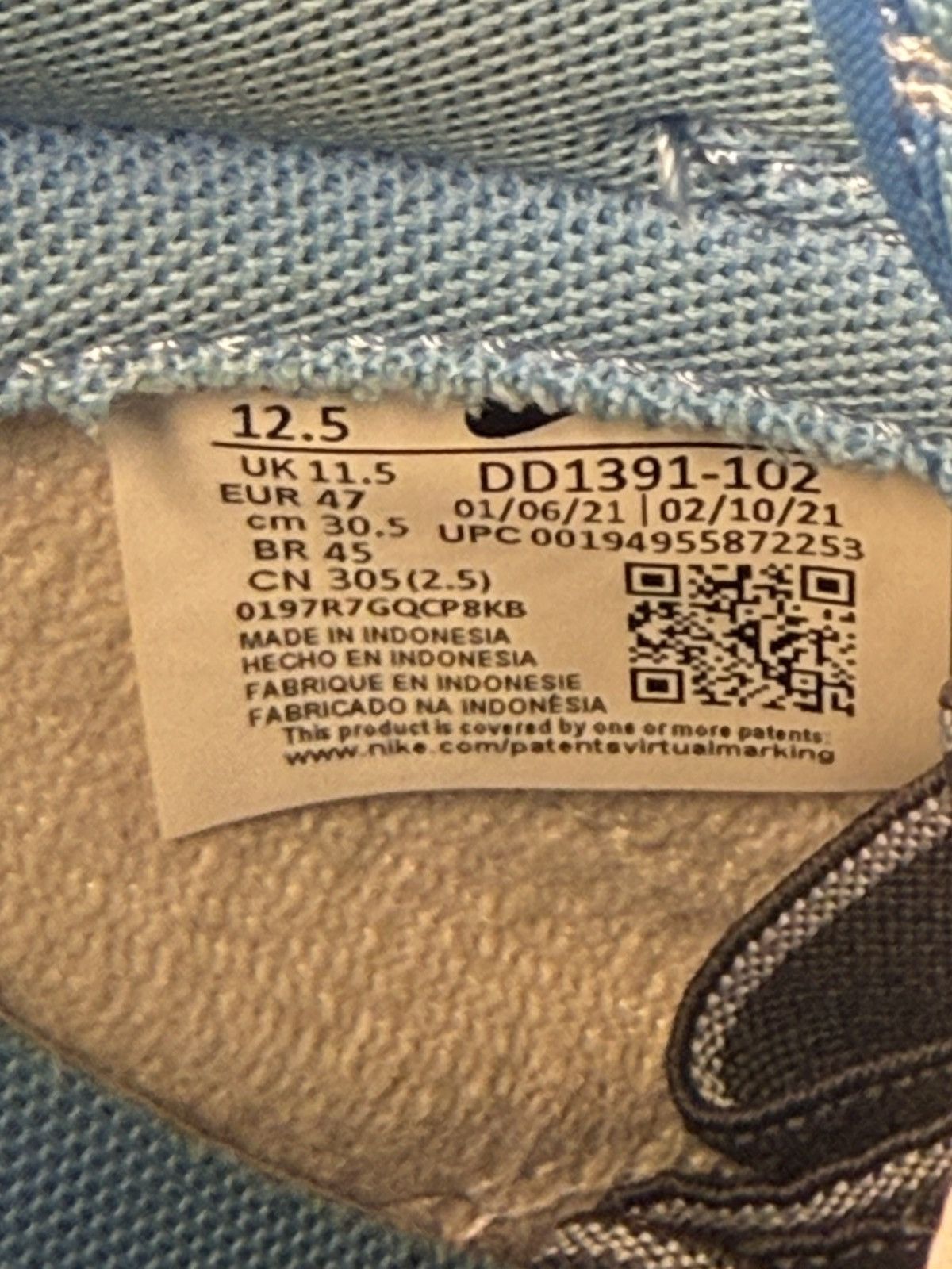 Nike Nike Dunk Low - University Blue (UNC) Size US 12.5 / EU 45-46 - 5 Thumbnail